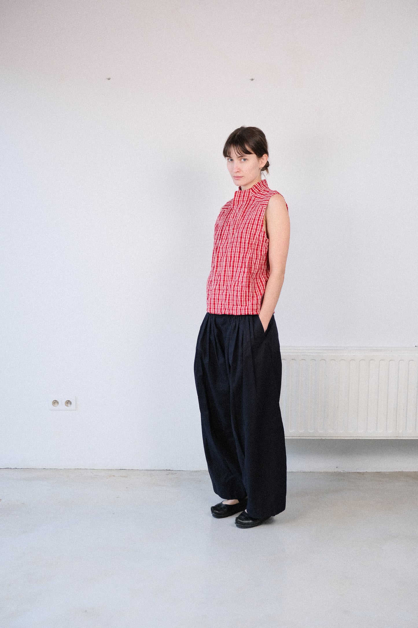 cycling vest, red kelsch cloth