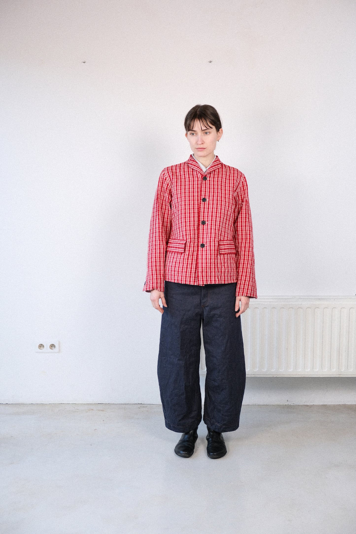 baggy blazer, red kelsch cloth
