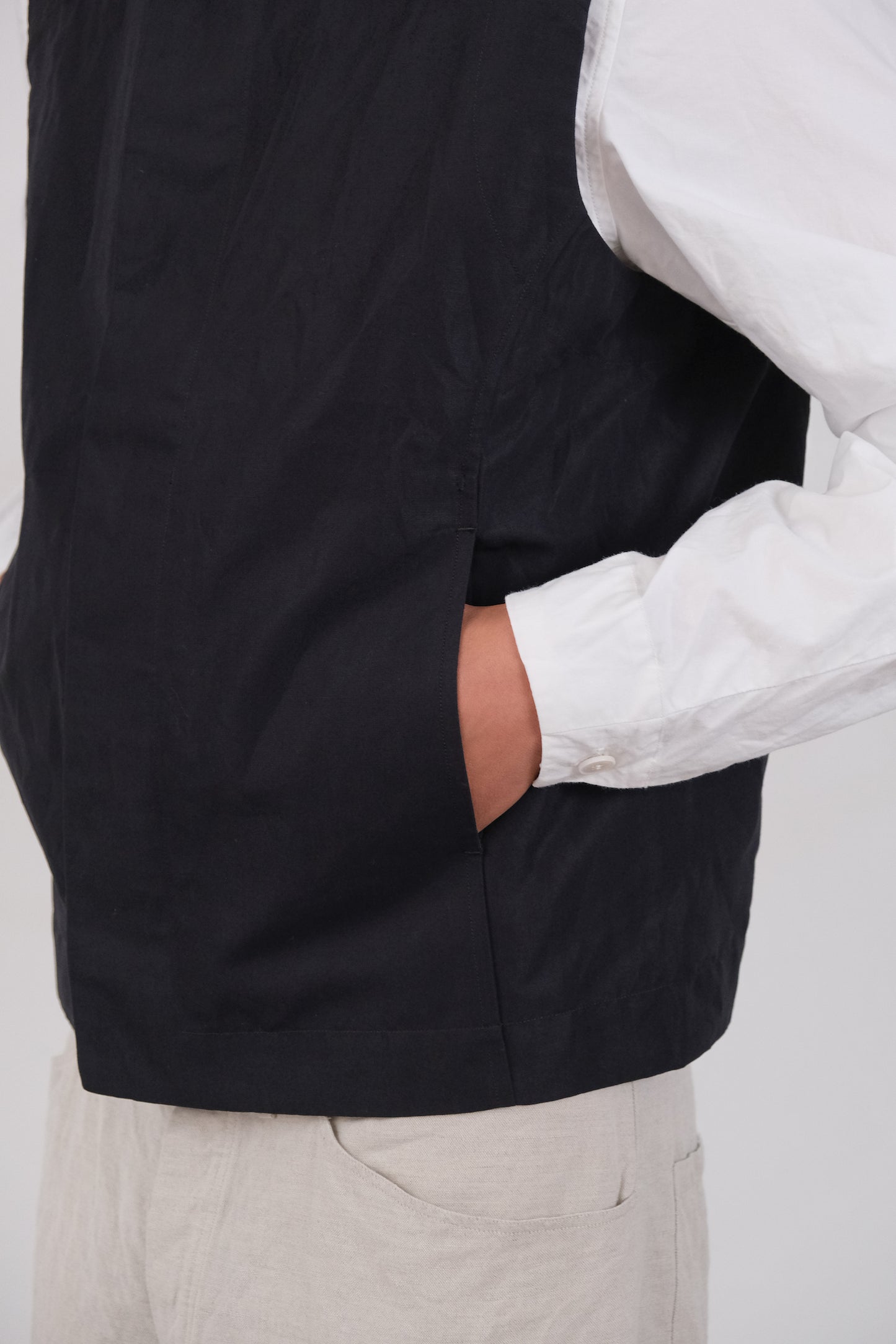 cycling vest, cold black ramie ultra-hard twist oxford