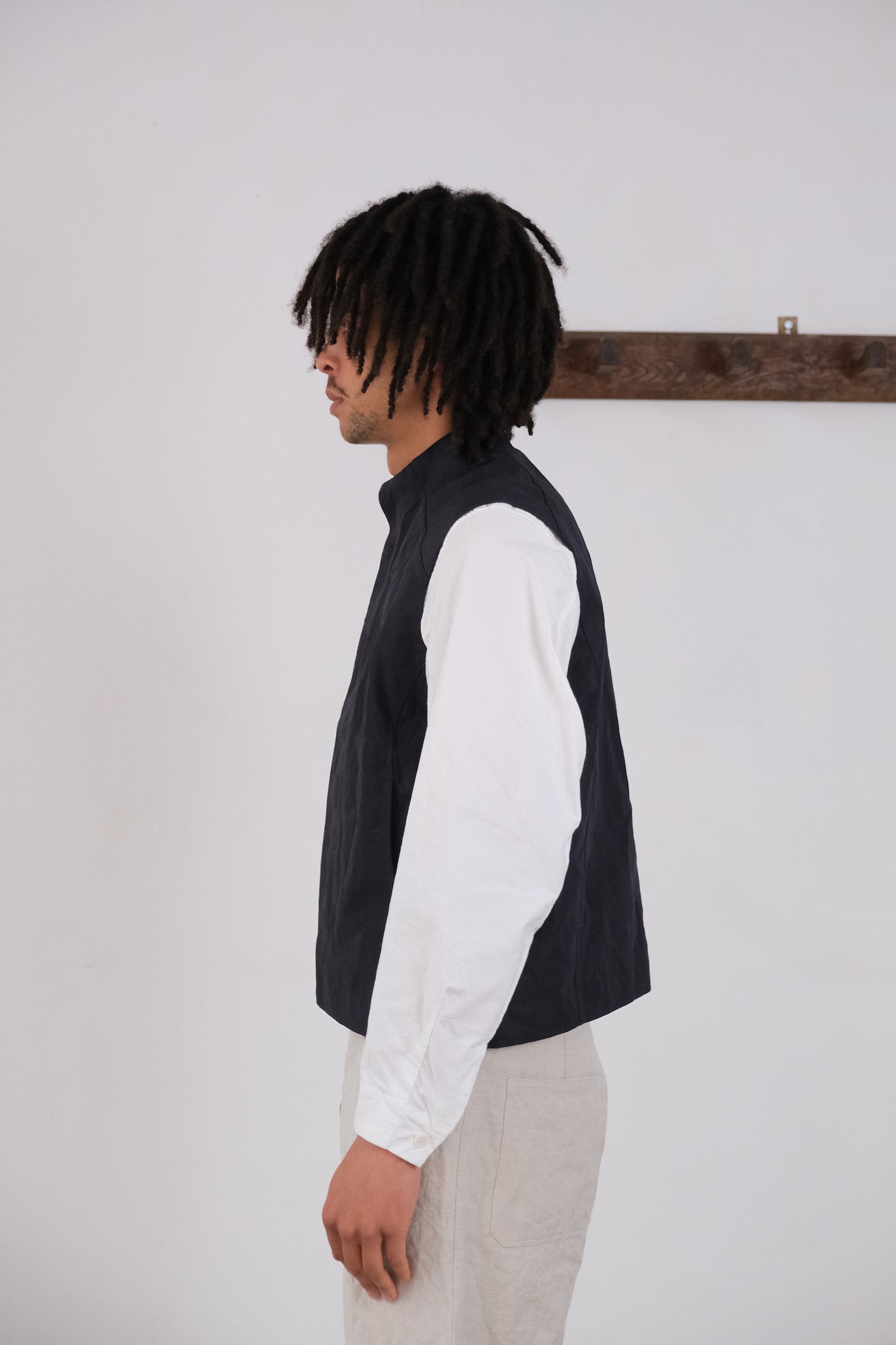 cycling vest, cold black ramie ultra-hard twist oxford