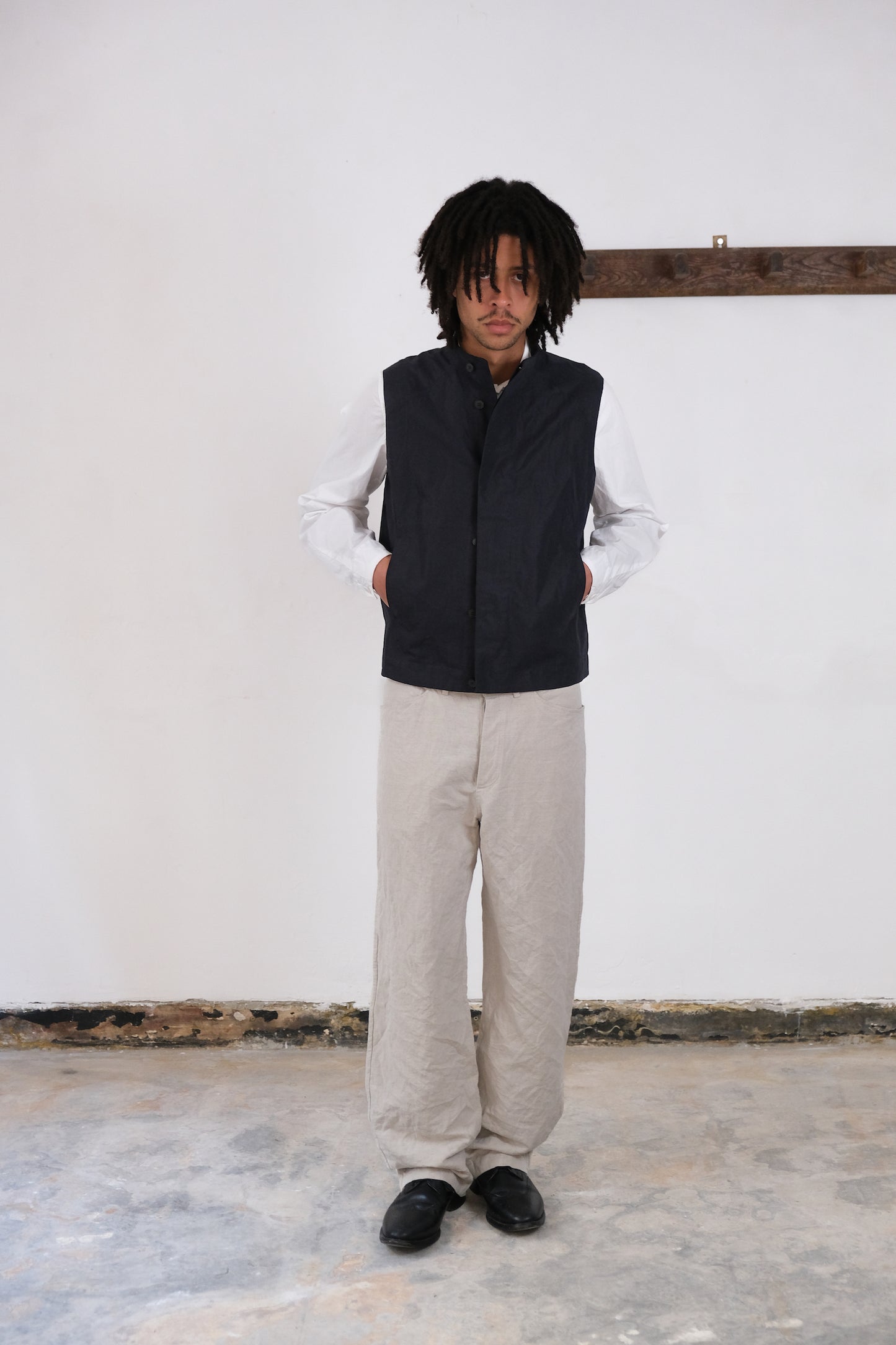cycling vest, cold black ramie ultra-hard twist oxford