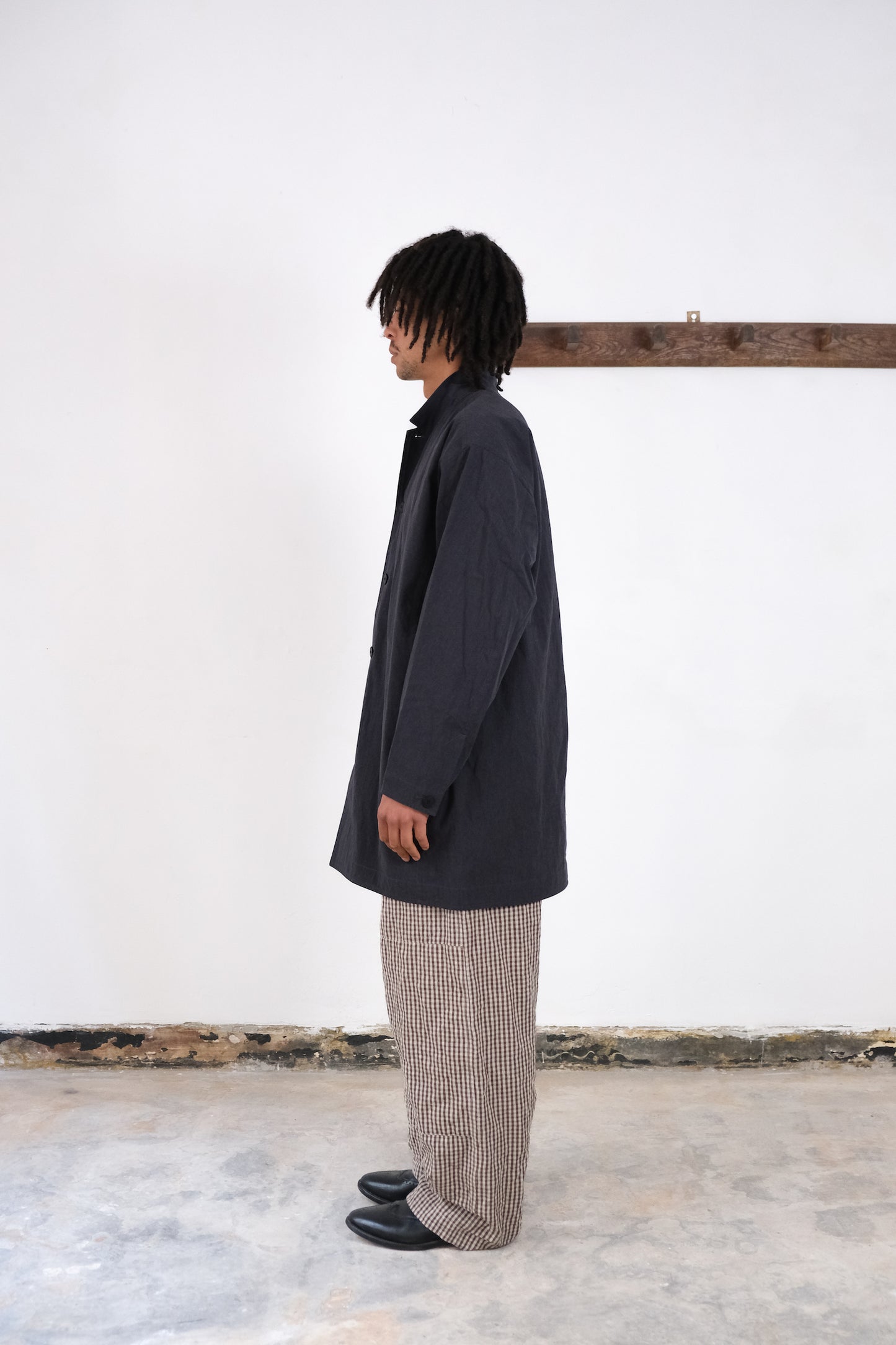 lab coat, navy-grey ultra-hard twist gabardine
