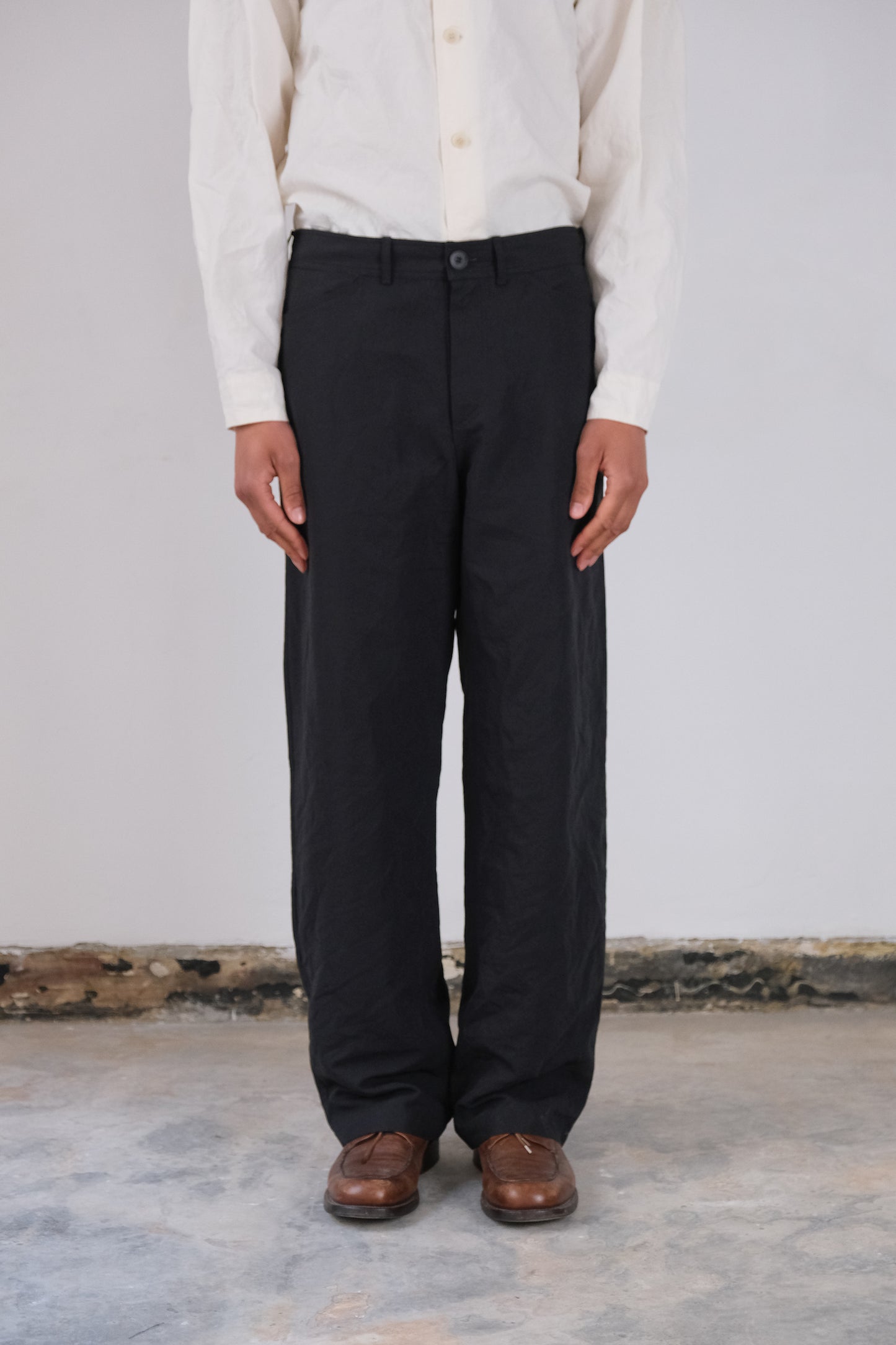 nulpointdrei trousers, black ultra-hard twist oxford