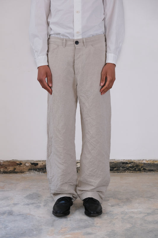 nulpointdrei trousers, natural farmers cloth