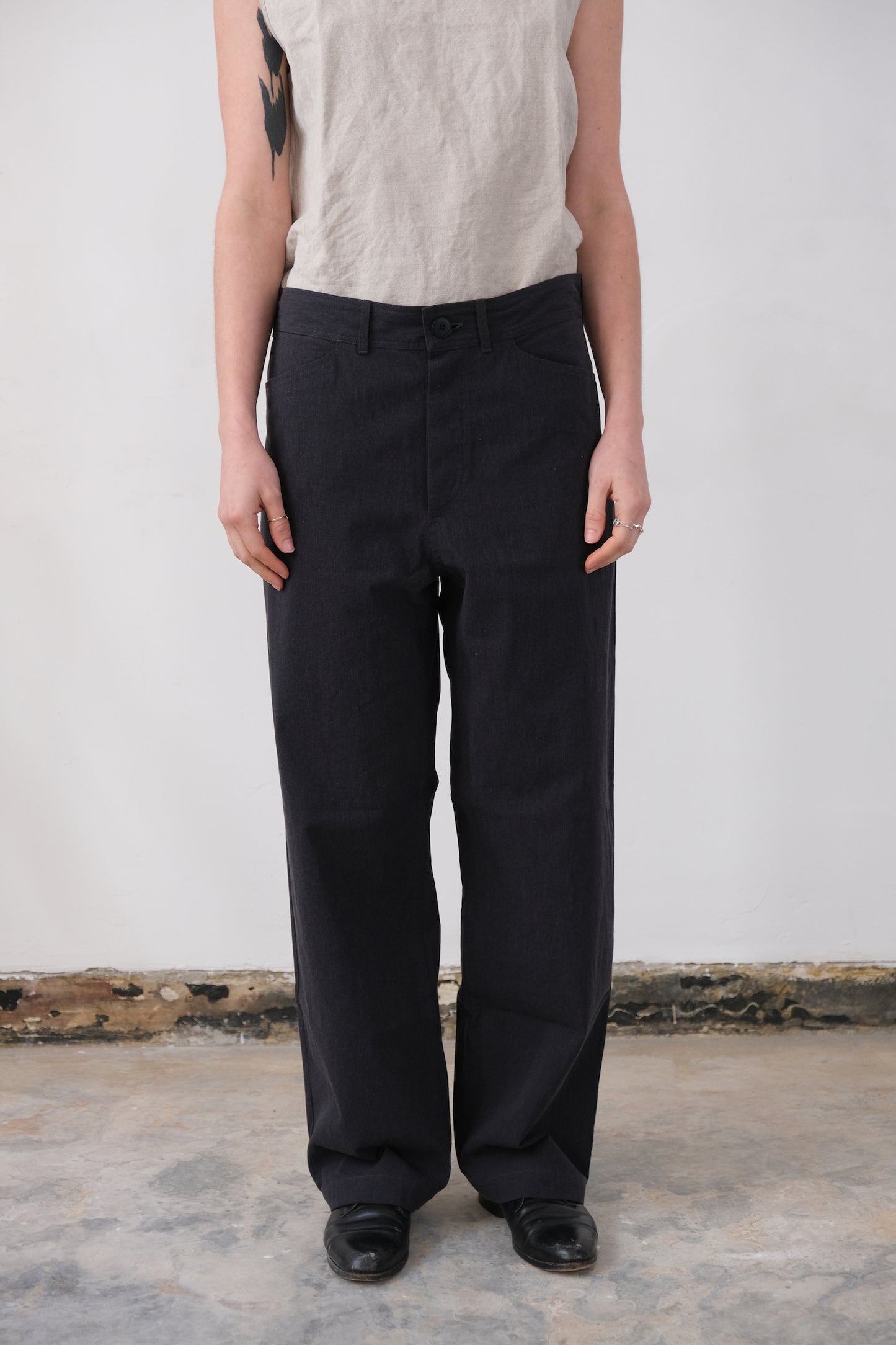 nulpointdrei trousers, navy-grey ultra-hard twist gabardine