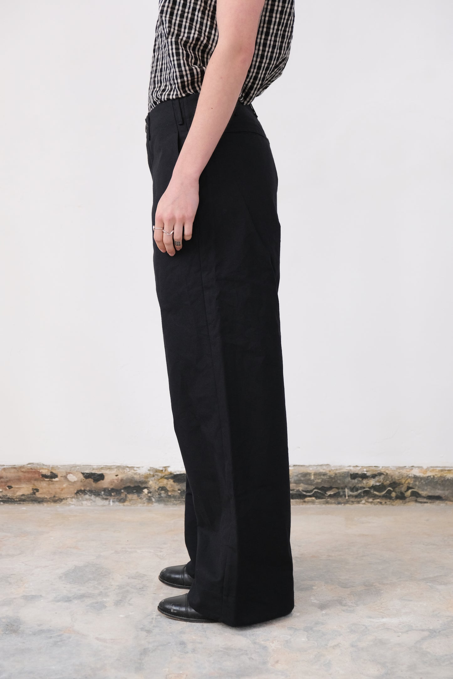 wide leg trousers, black 10oz duck canvas