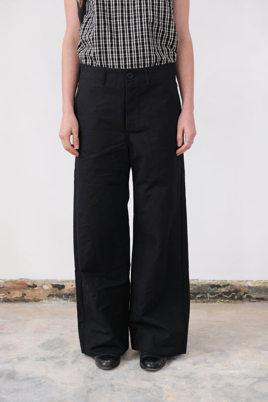 wide leg trousers, black 10oz duck canvas
