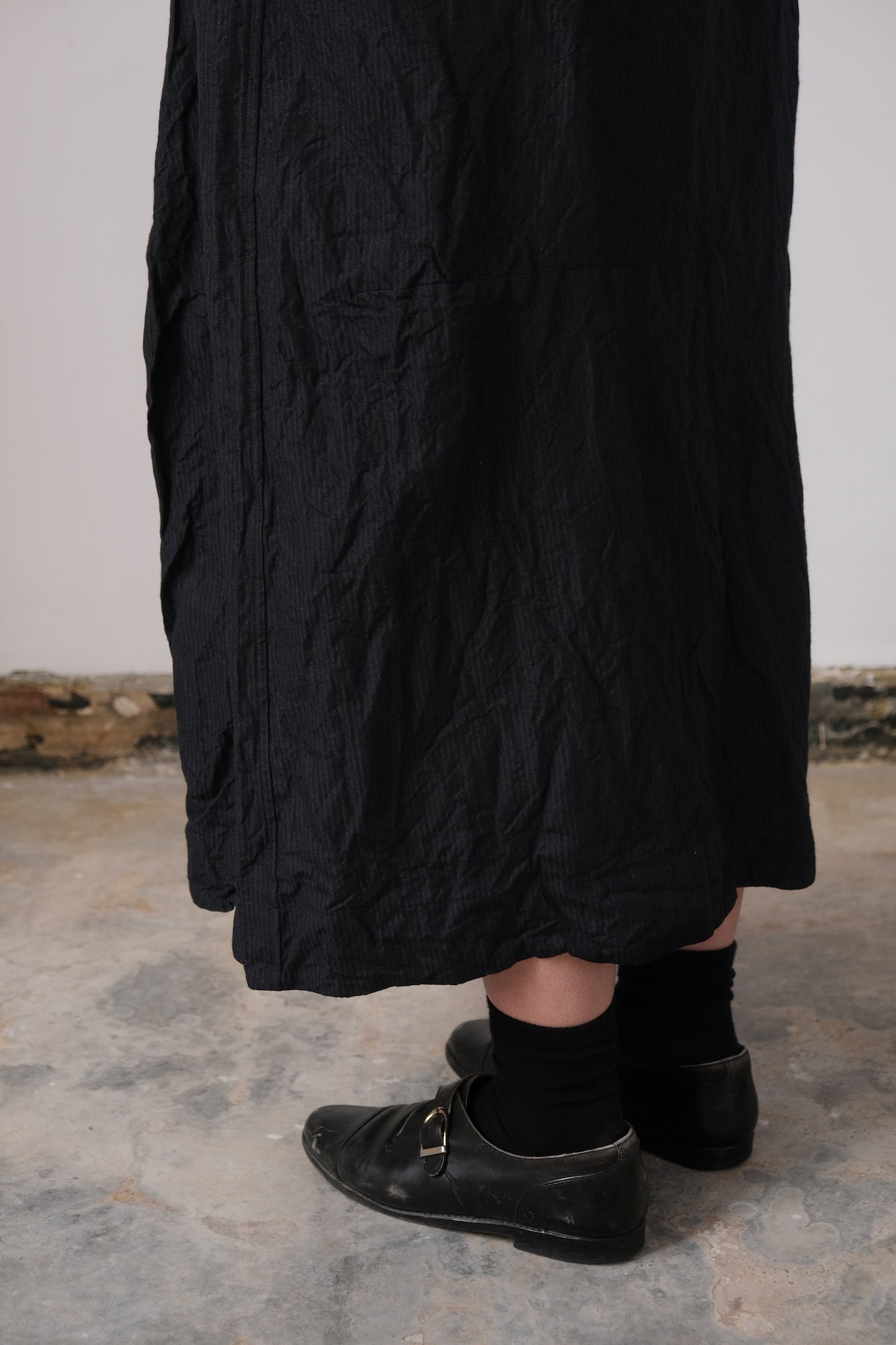 inmo skirt, midnight fine herringbone