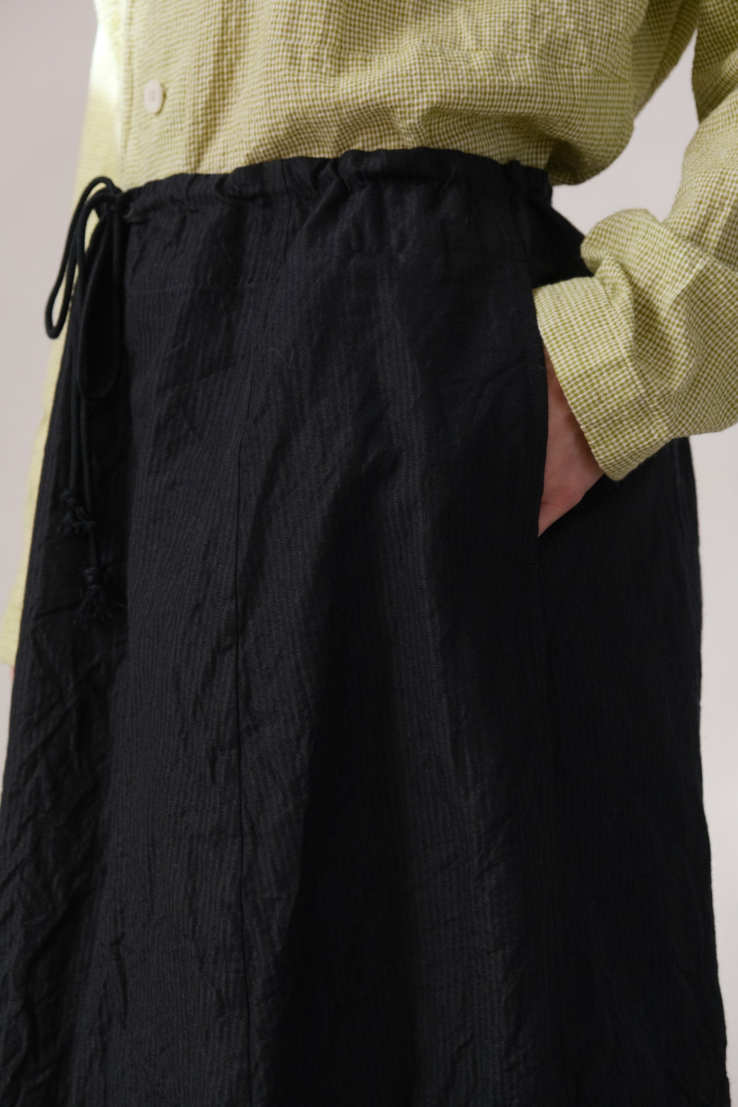 inmo skirt, midnight fine herringbone
