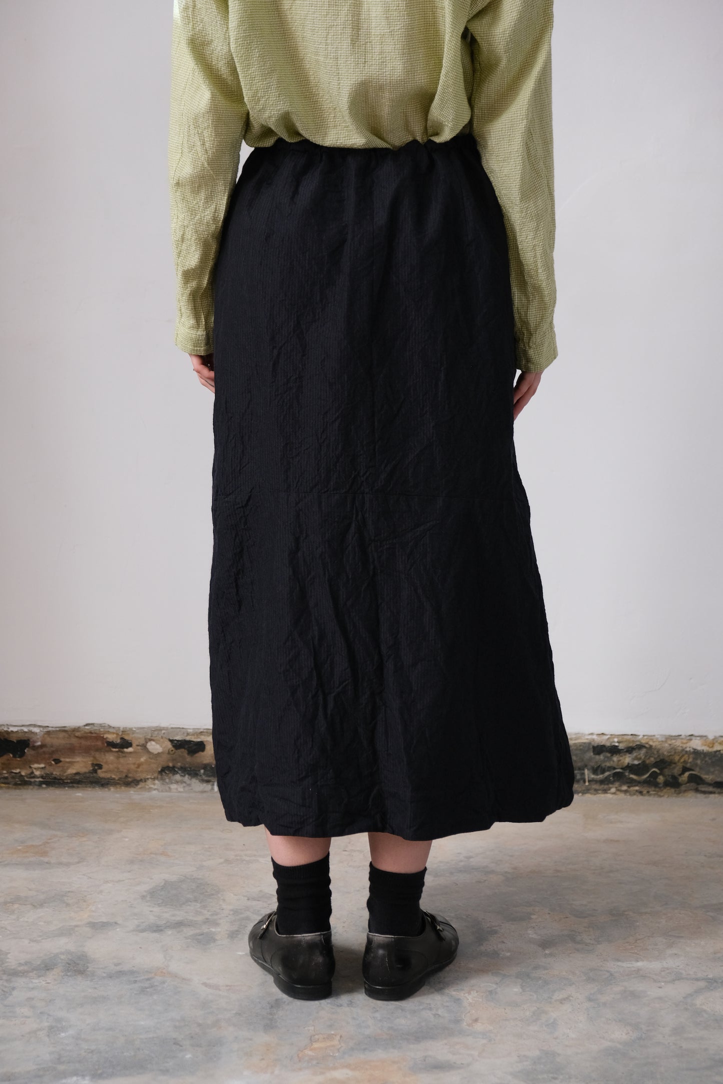inmo skirt, midnight fine herringbone