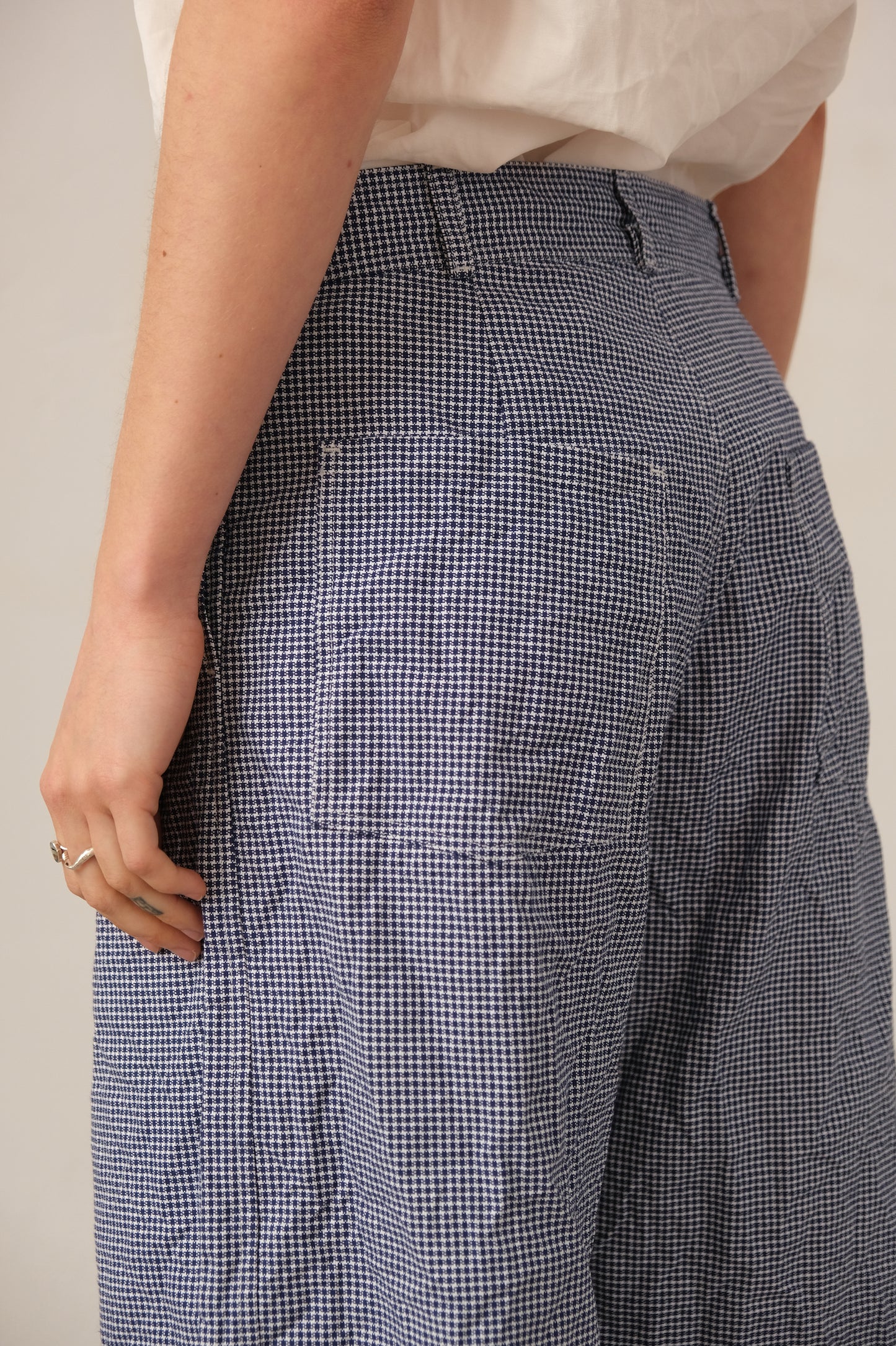 high water, blue white bakers pepita