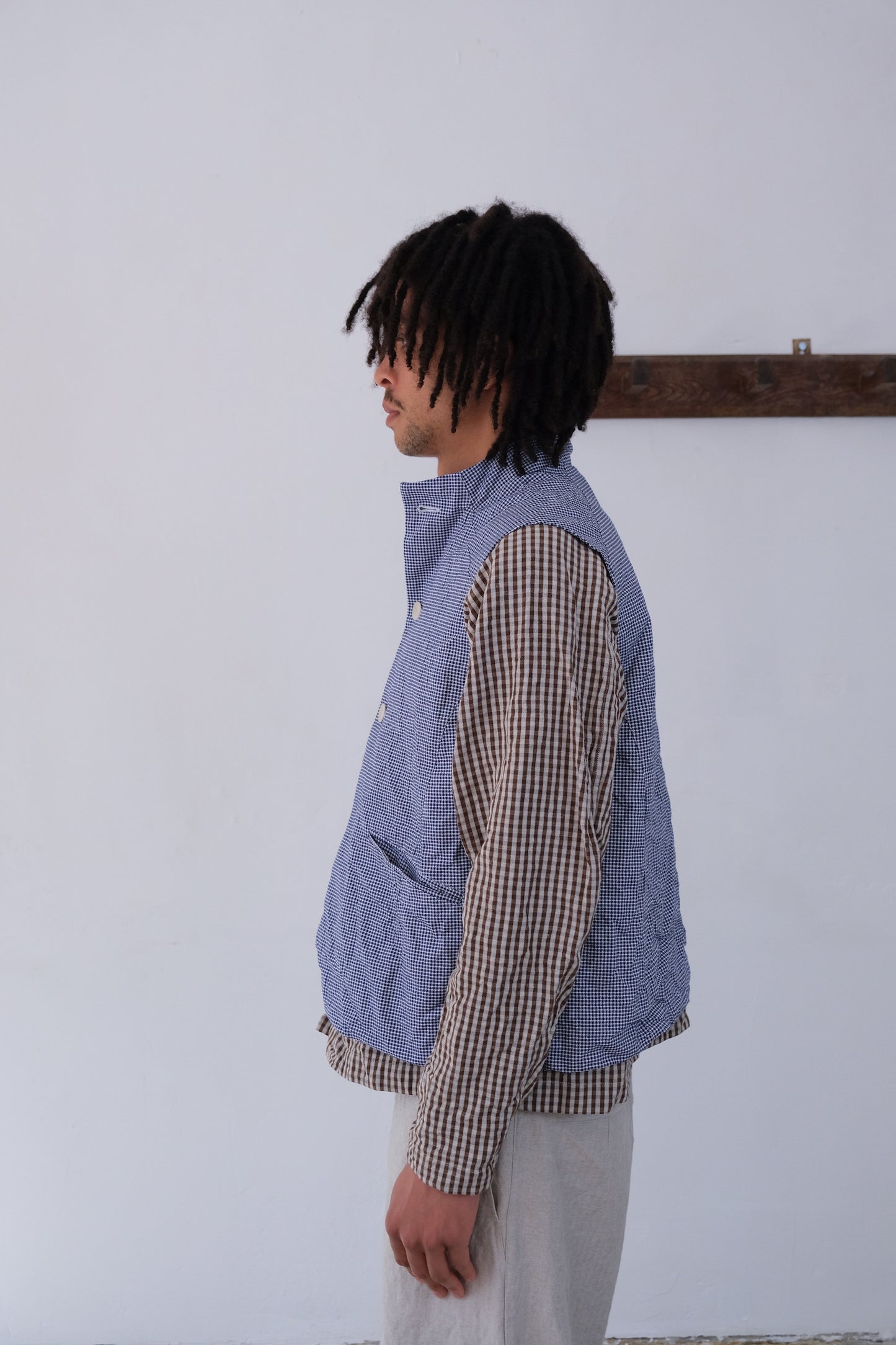 summer sonata, blue white bakers pepita