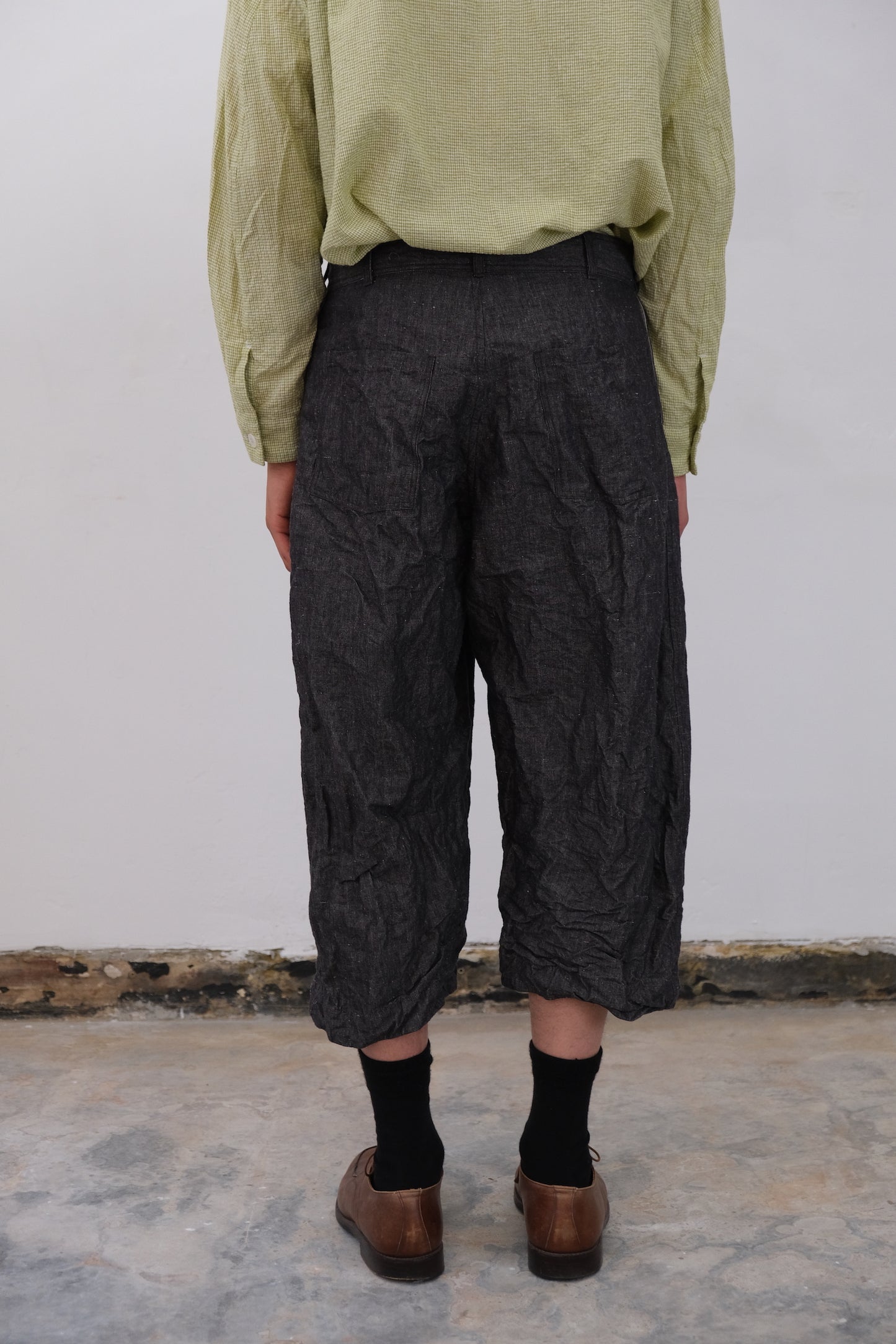 high water, black natural hemp cloth