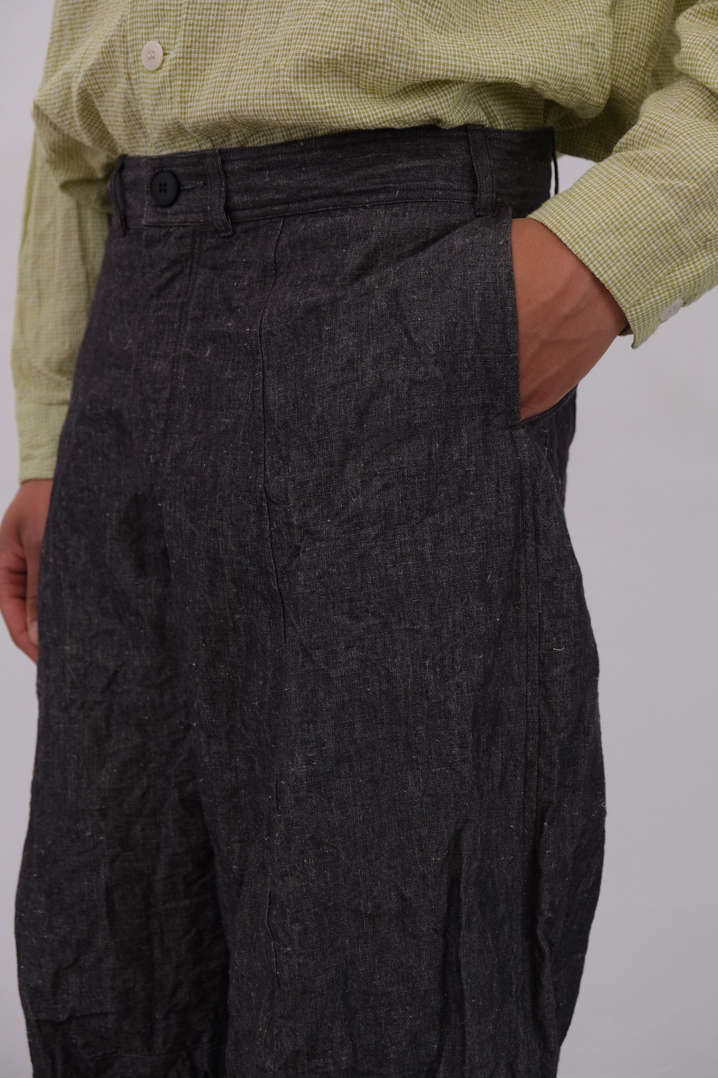 high water, black natural hemp cloth
