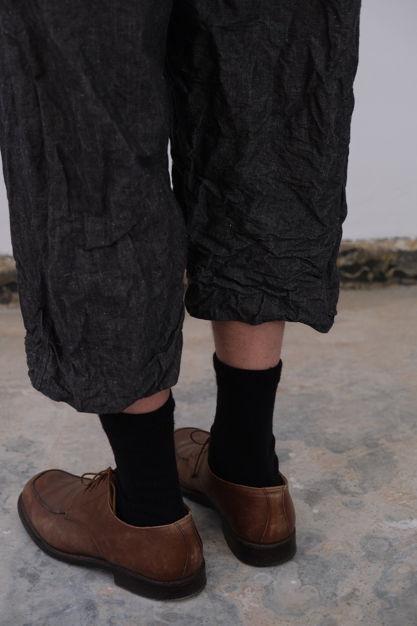 high water, black natural hemp cloth