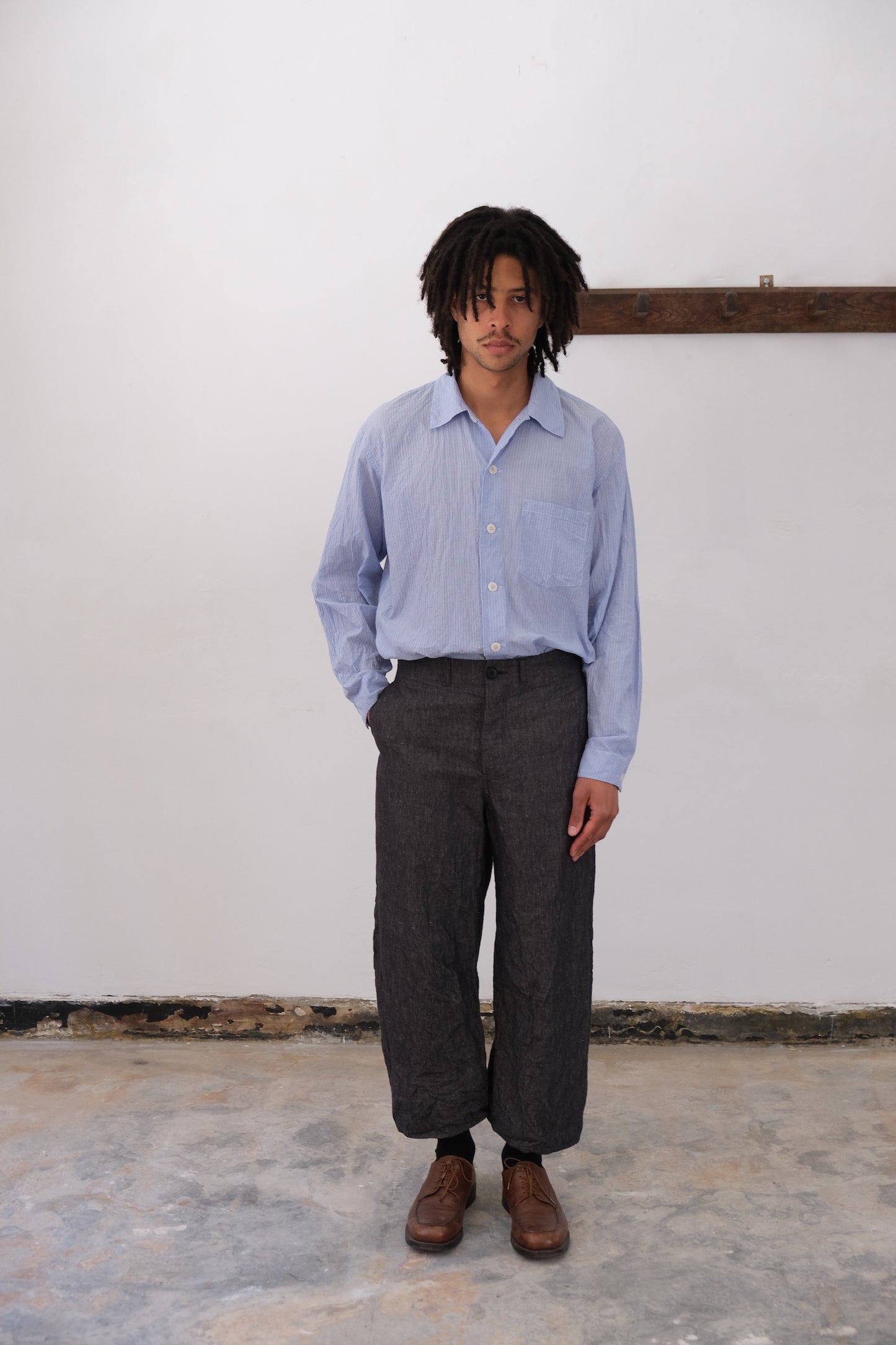 inmo pants, black natural hemp cloth