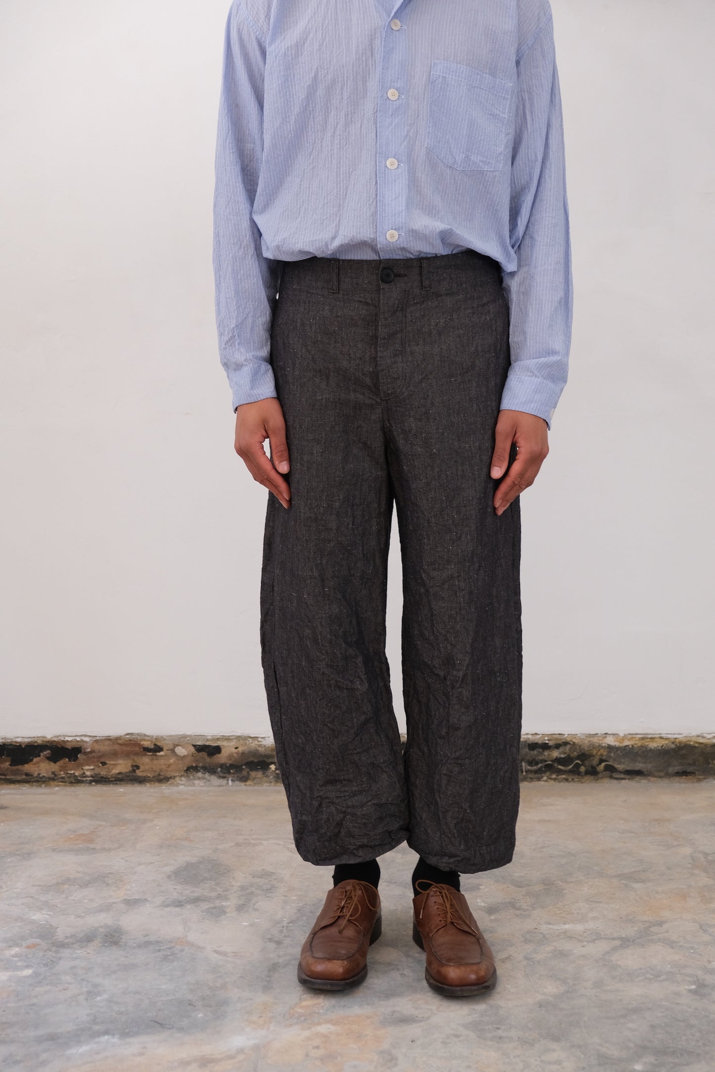 inmo pants, black natural hemp cloth