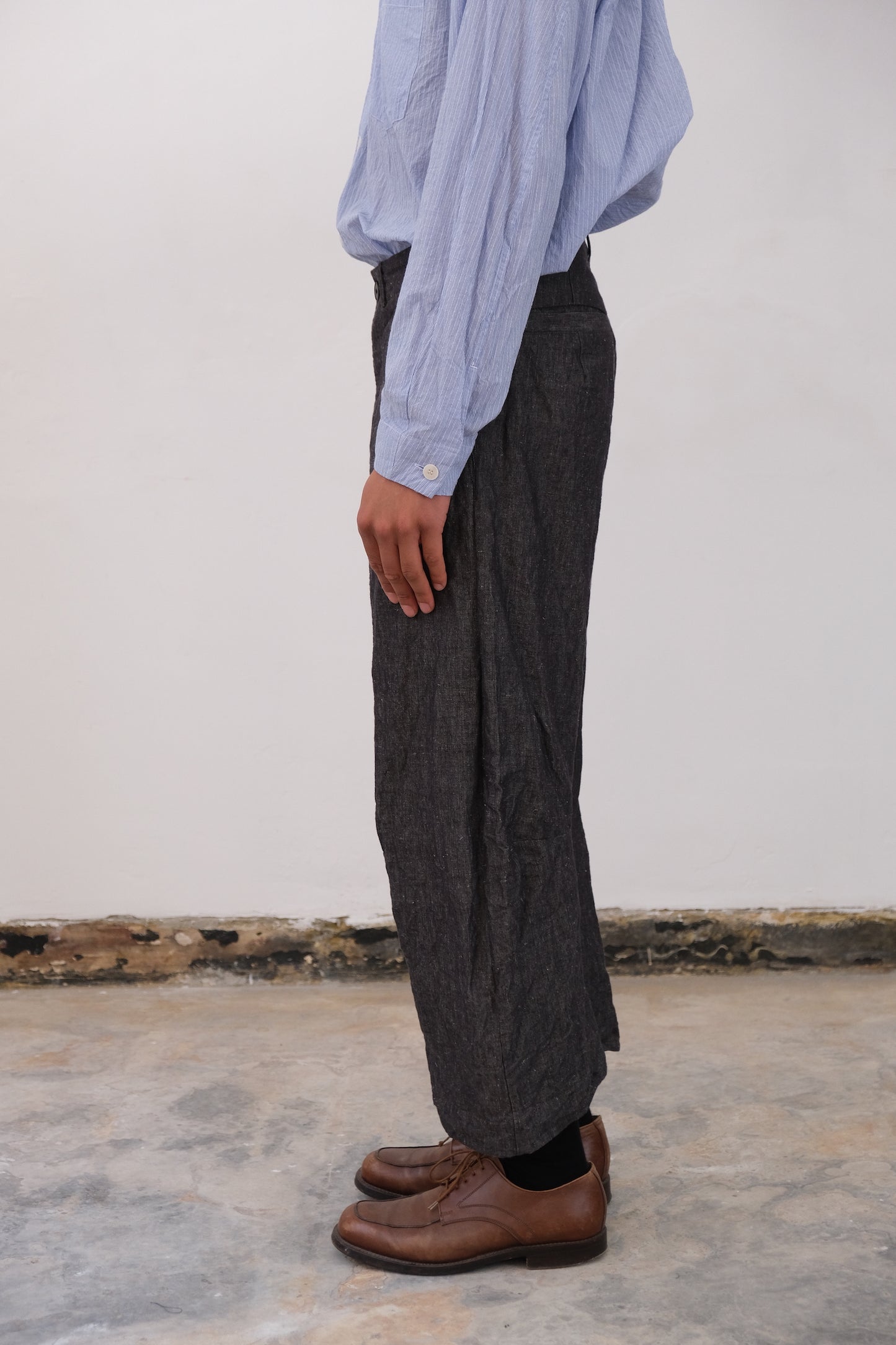inmo pants, black natural hemp cloth