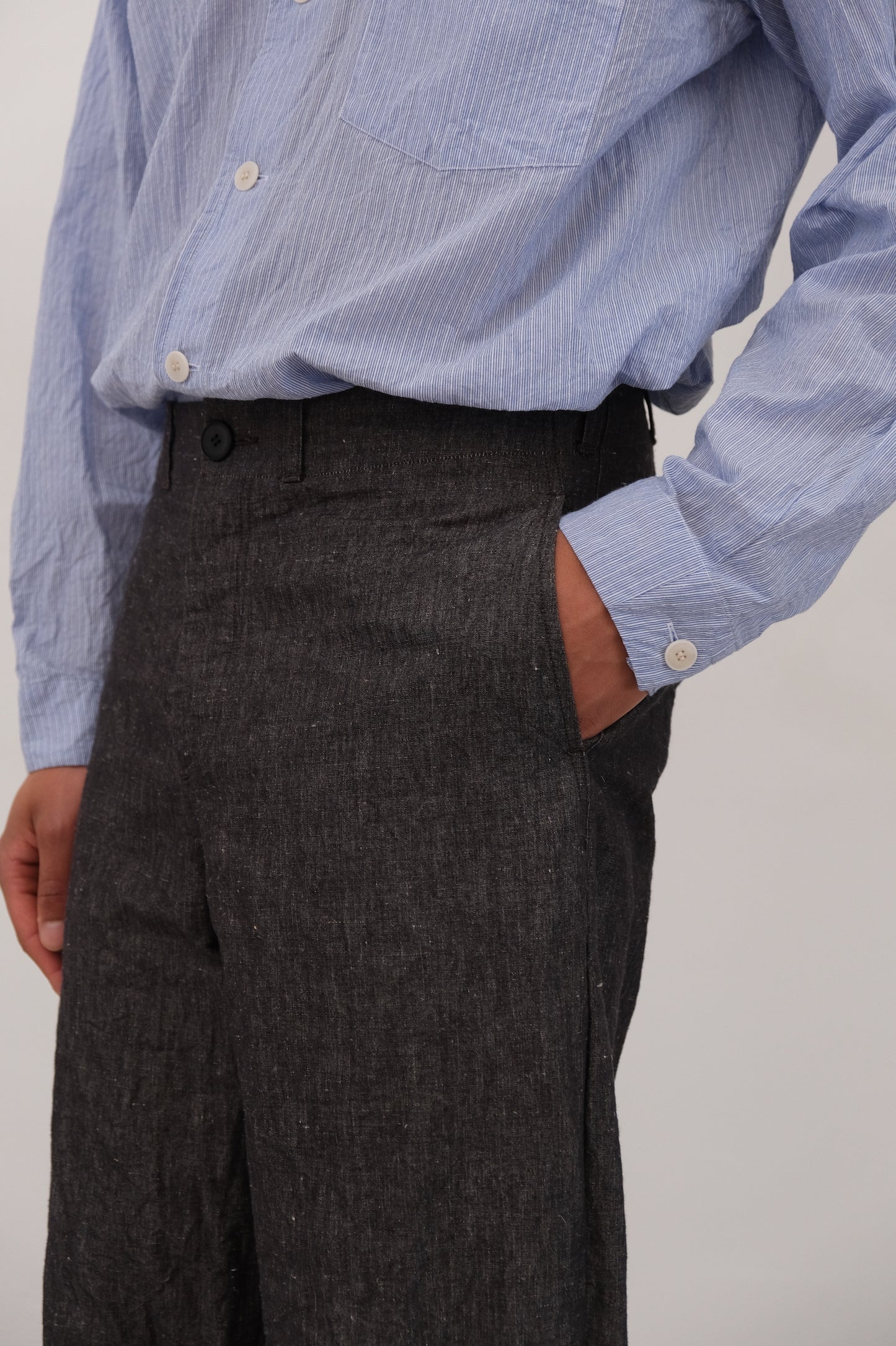 inmo pants, black natural hemp cloth