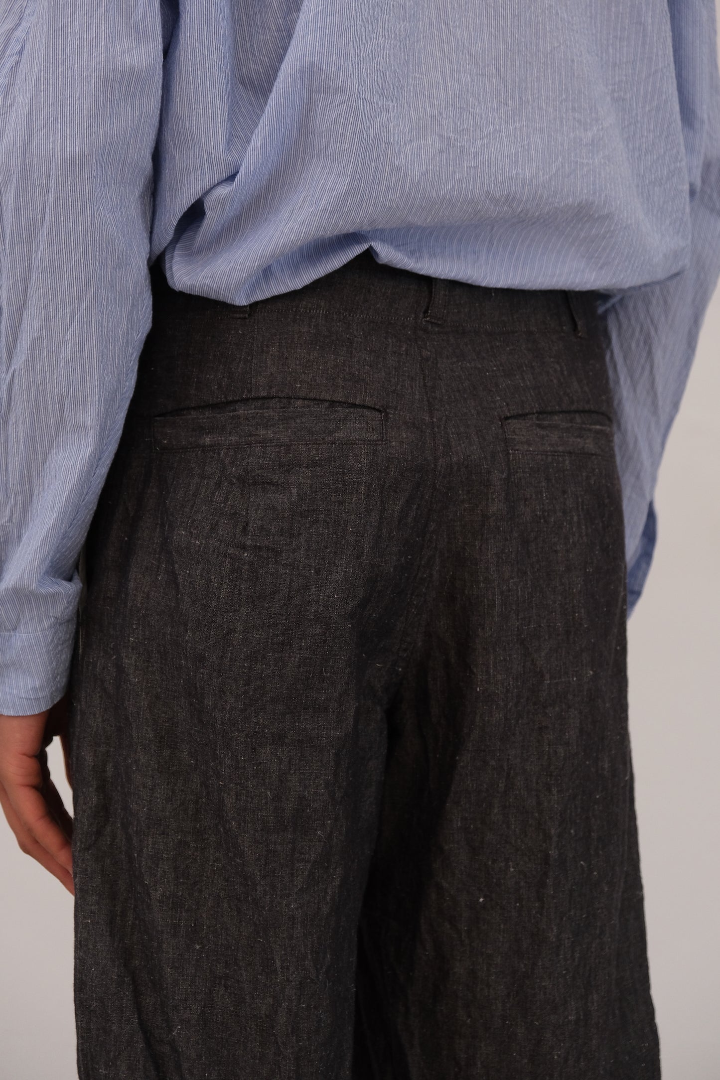 inmo pants, black natural hemp cloth