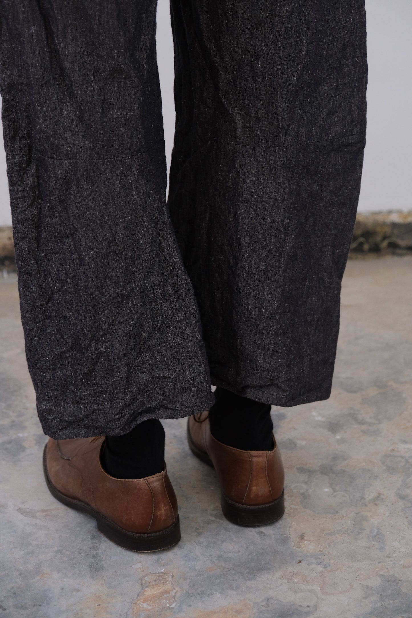 inmo pants, black natural hemp cloth