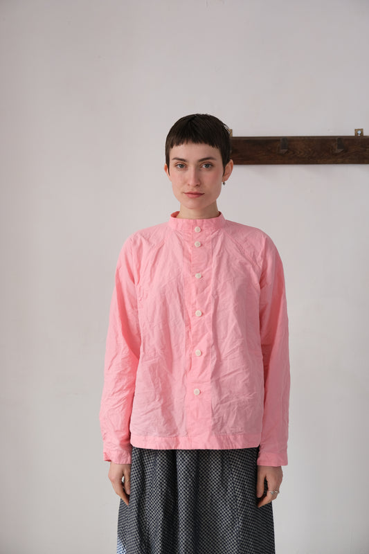 atelier shirt, pink ramie dense typewriter