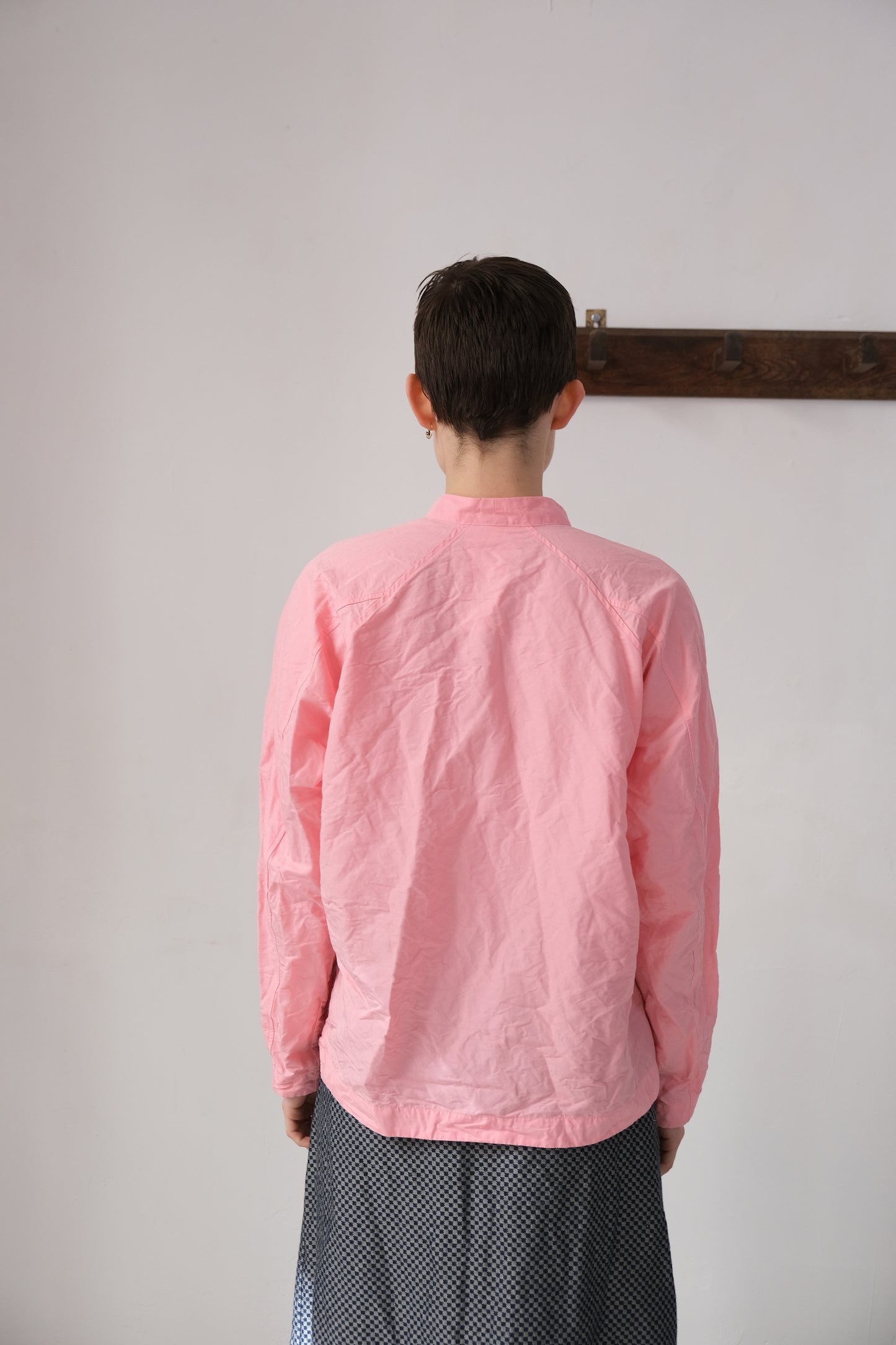 atelier shirt, pink ramie dense typewriter