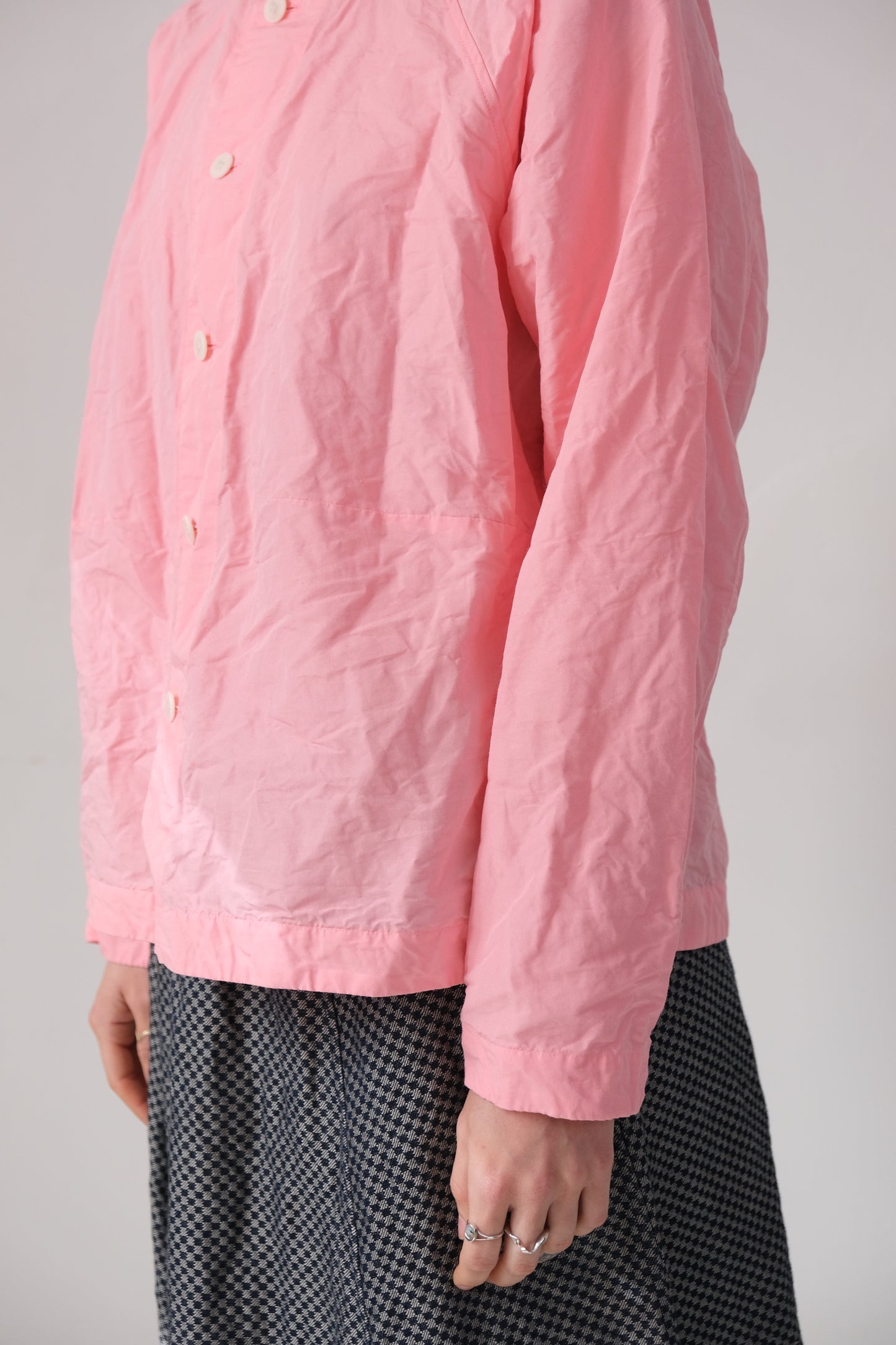 atelier shirt, pink ramie dense typewriter