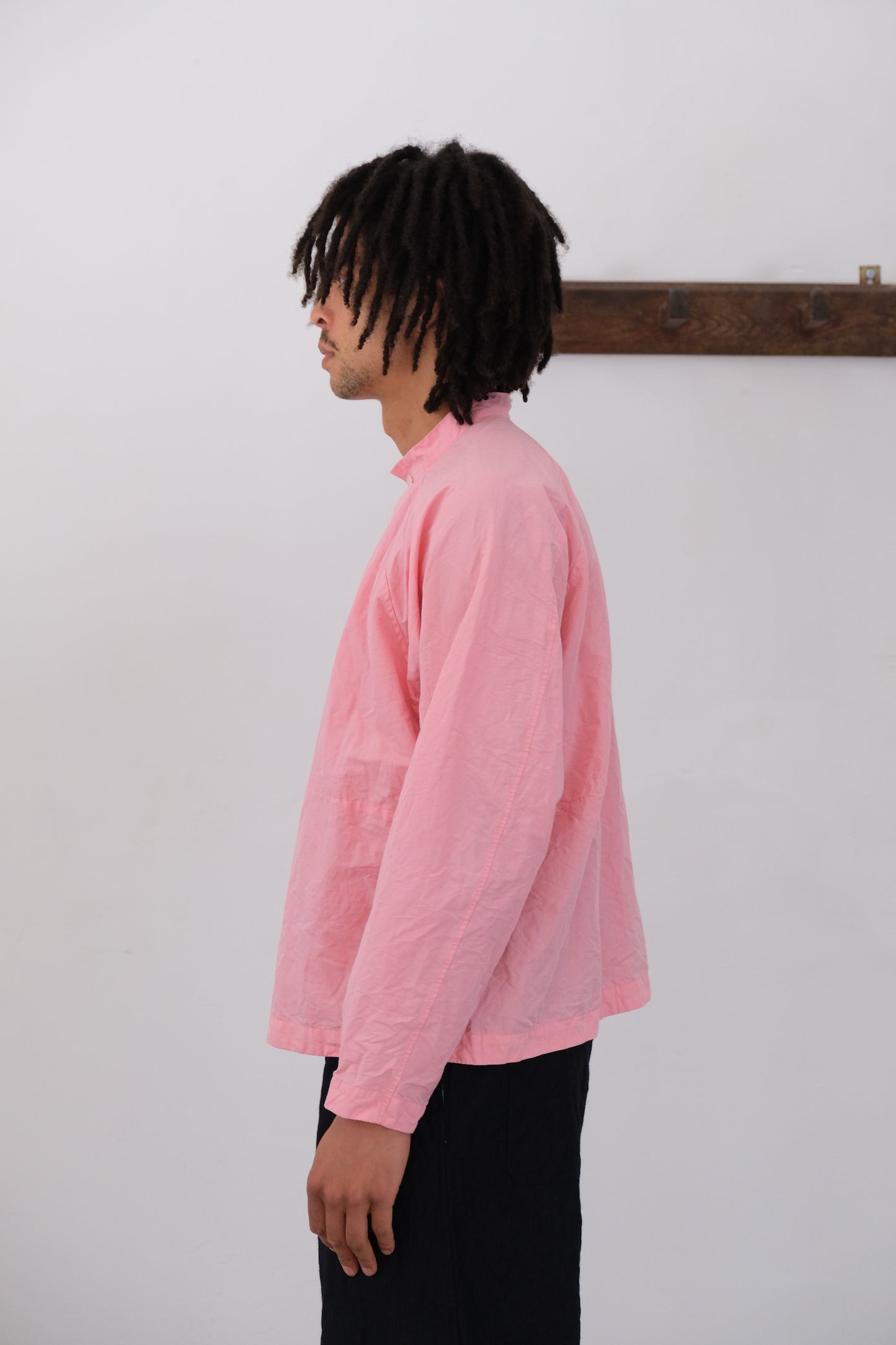 atelier shirt, pink ramie dense typewriter