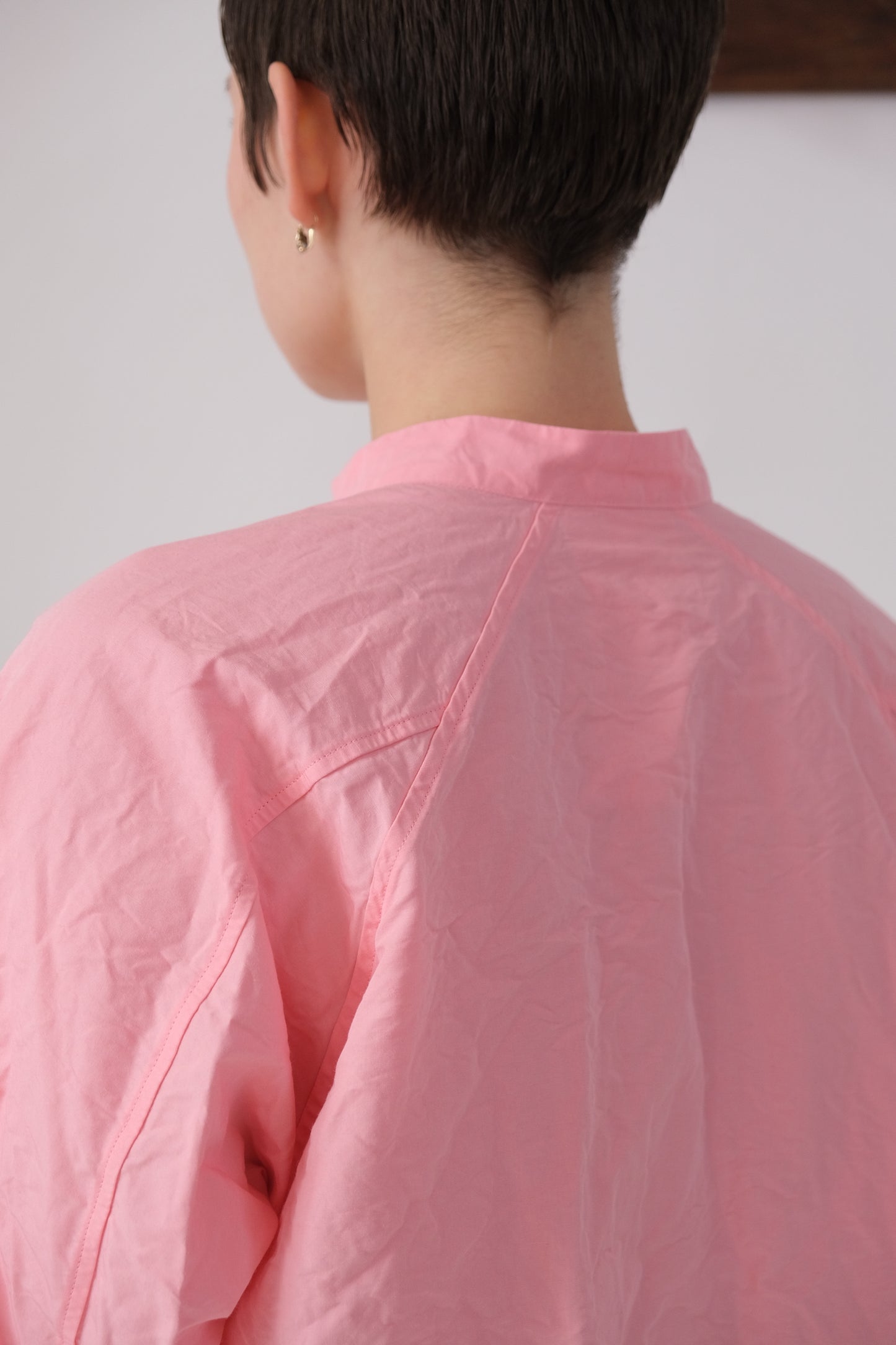atelier shirt, pink ramie dense typewriter