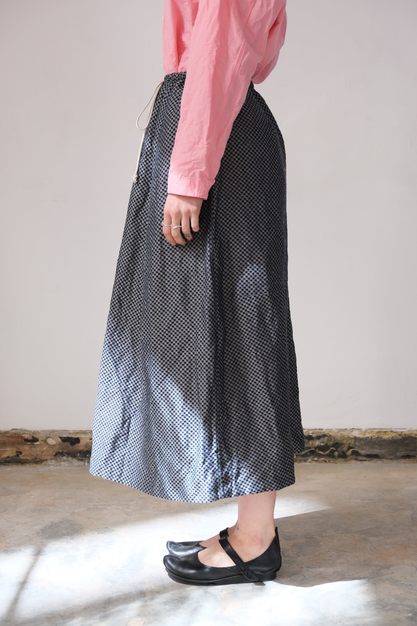 inmo skirt, blue natural damask