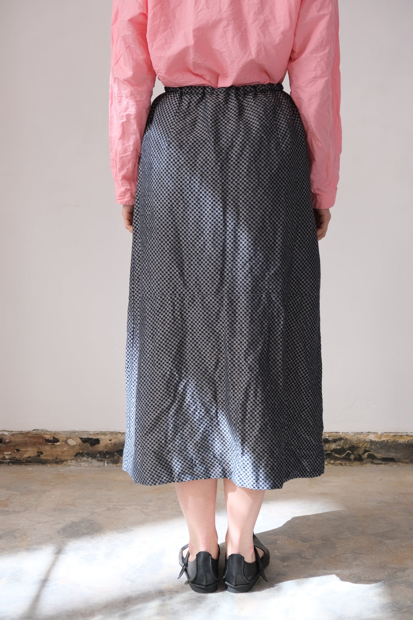 inmo skirt, blue natural damask