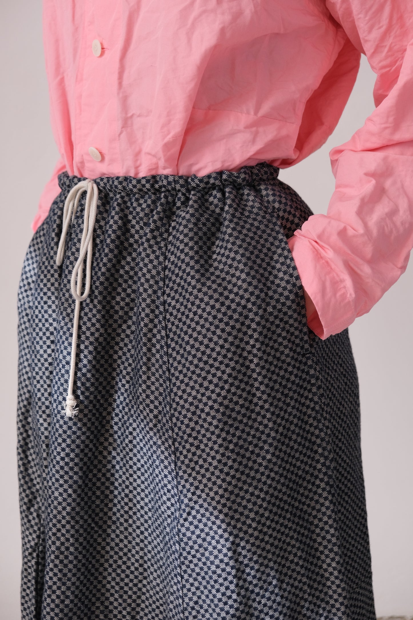inmo skirt, blue natural damask