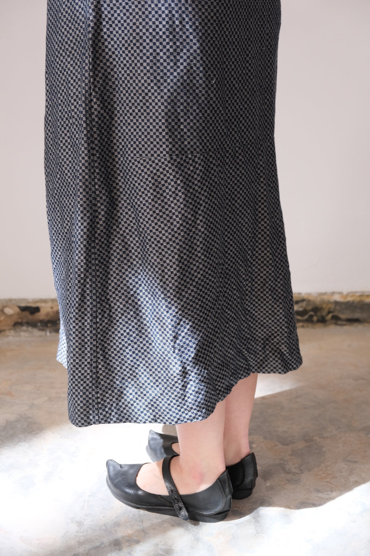 inmo skirt, blue natural damask