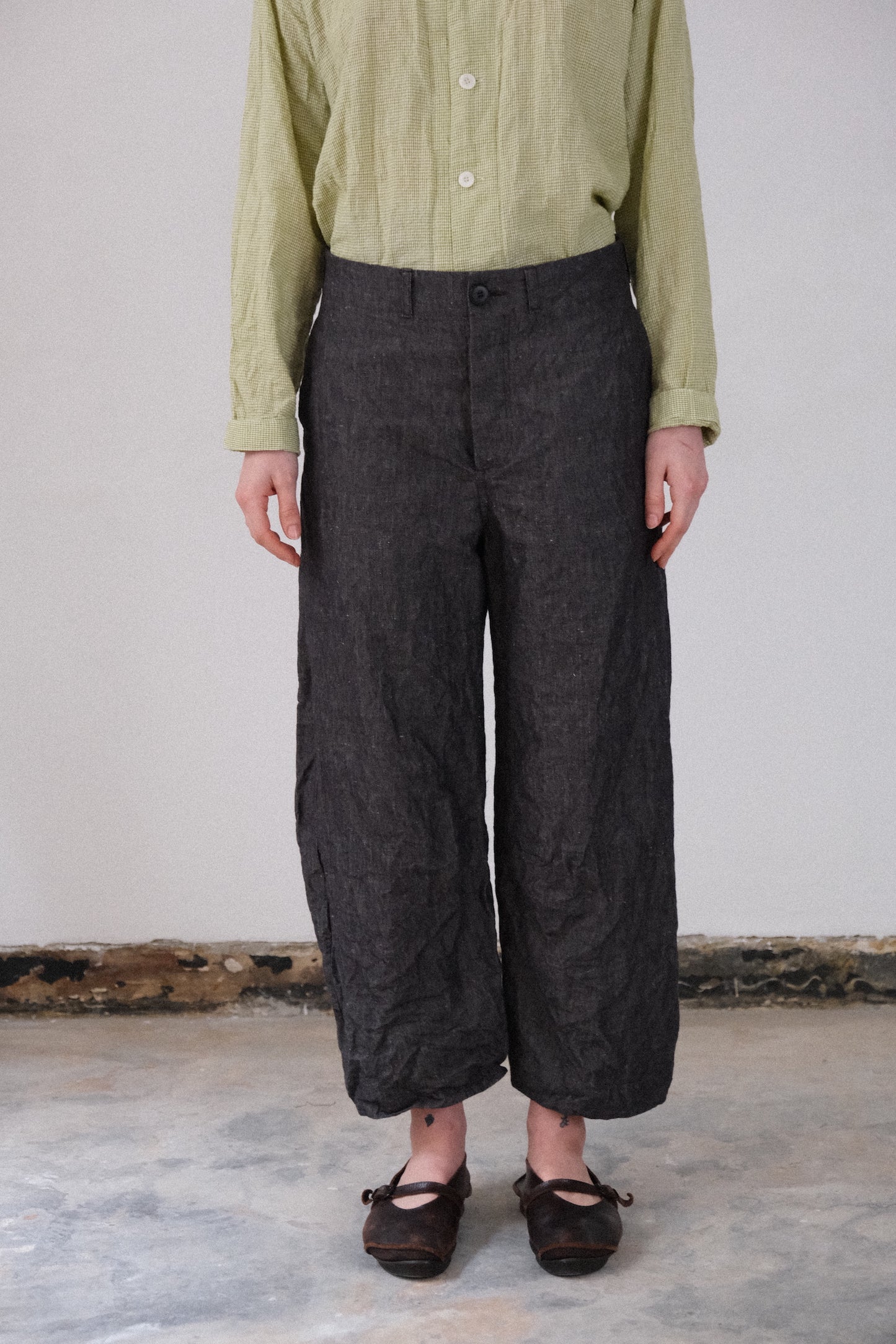 inmo pants, black natural hemp cloth