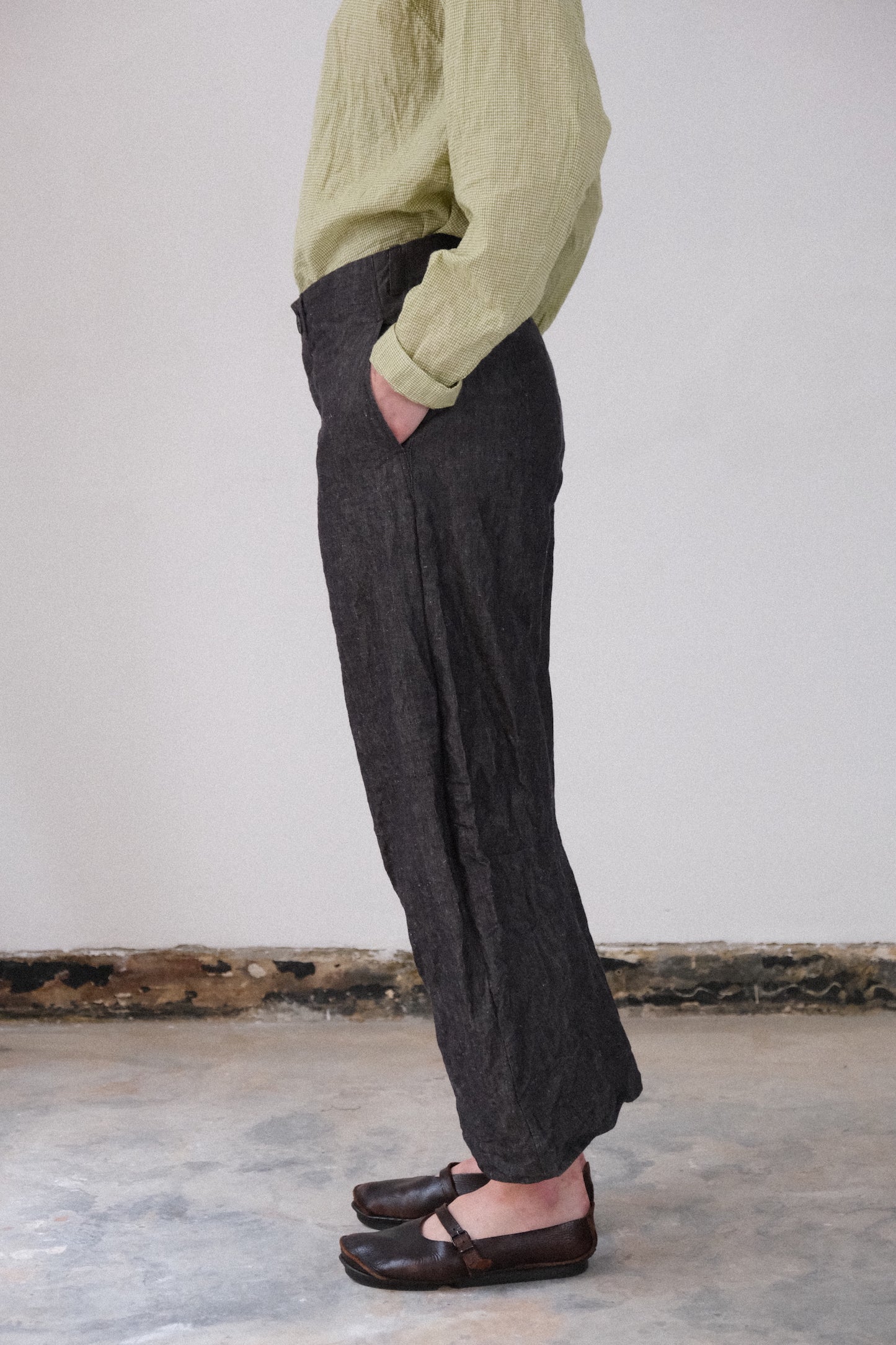 inmo pants, black natural hemp cloth