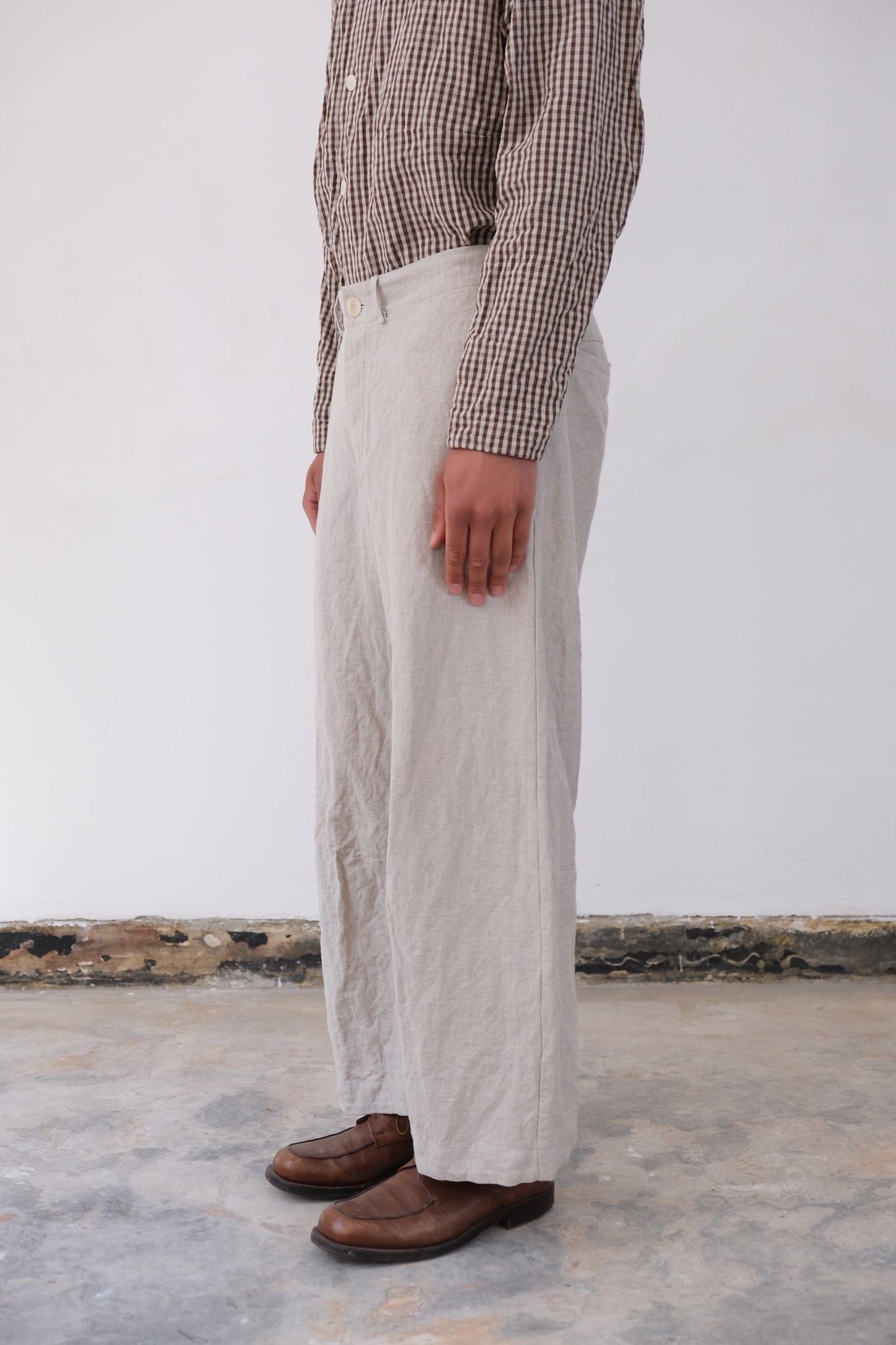 inmo pants, natural french herringbone