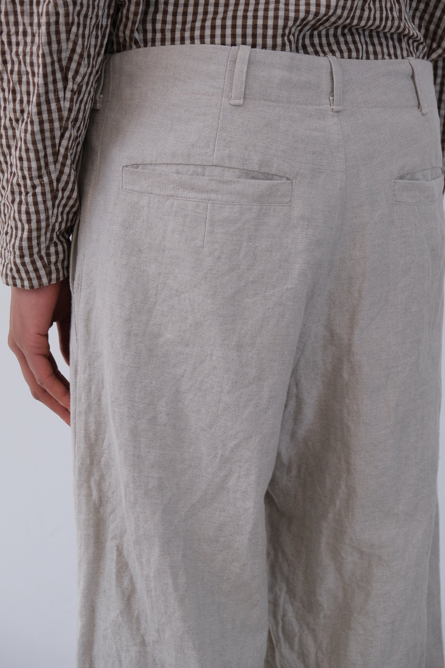 inmo pants, natural french herringbone