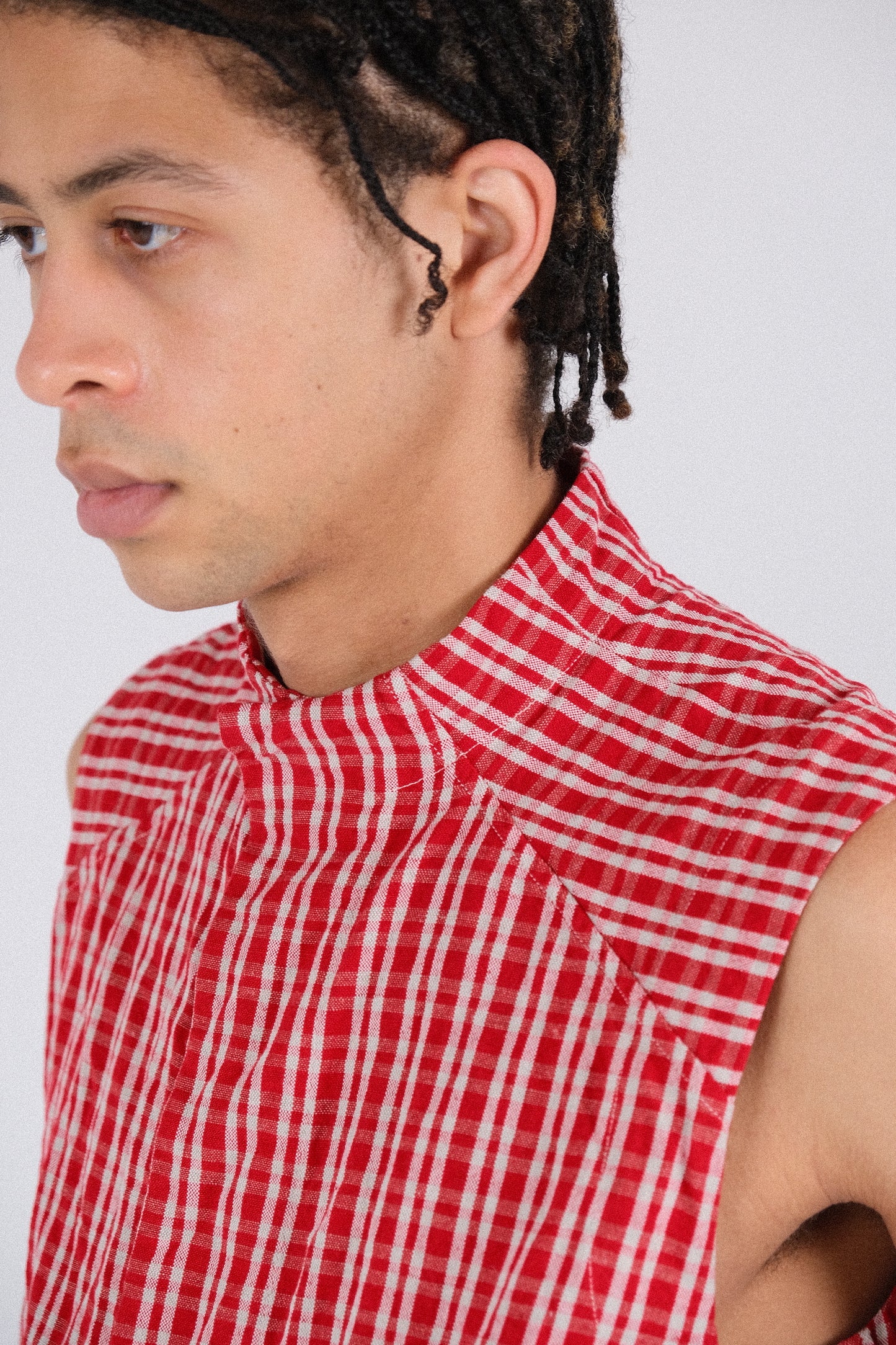 cycling vest, red kelsch cloth