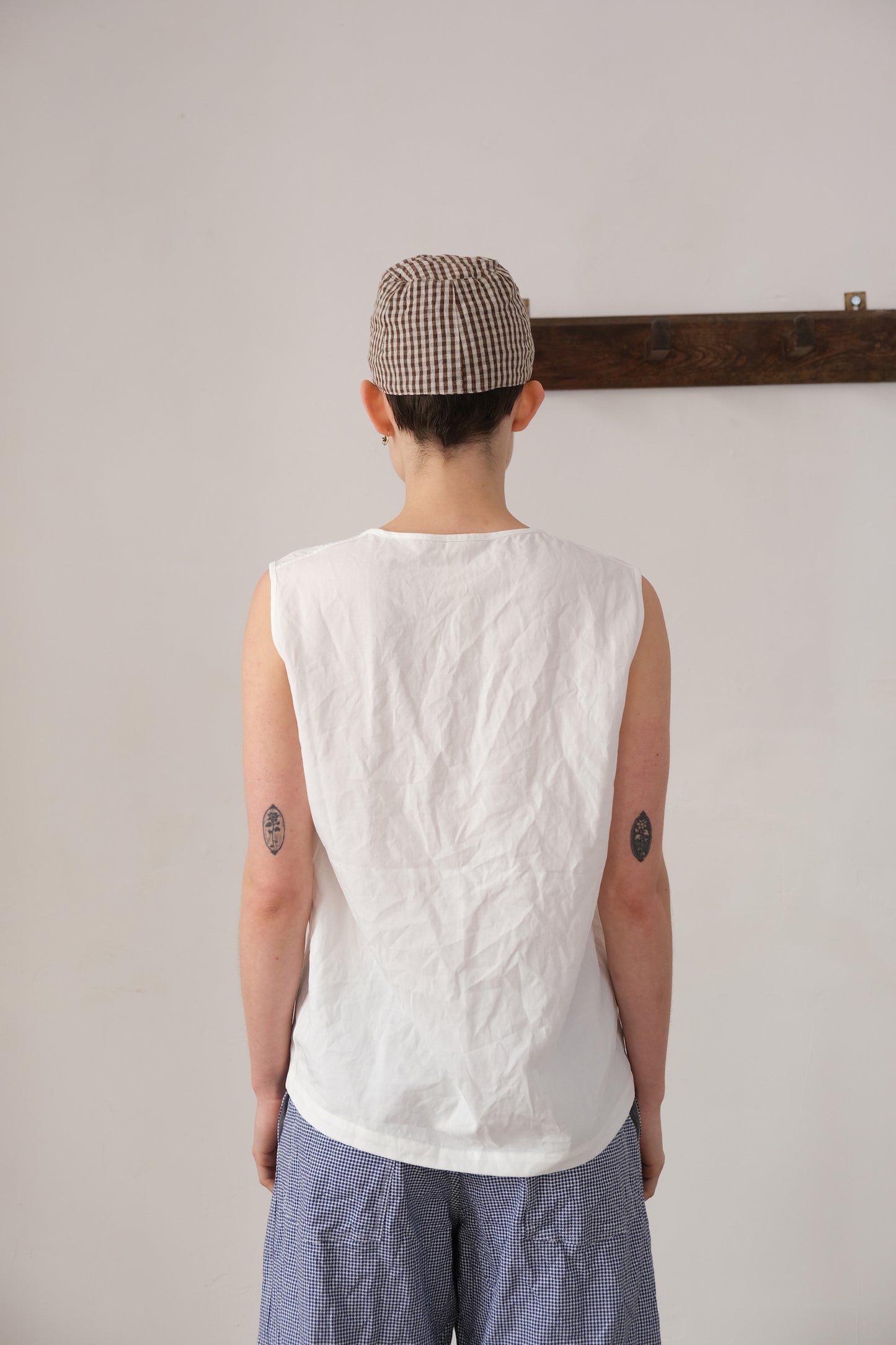 woven tank top, white ultra-hard twist gabardine