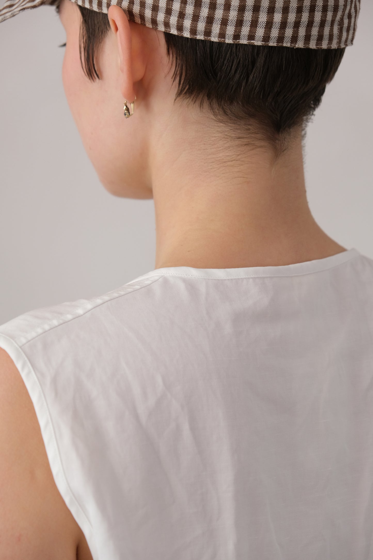 woven tank top, white ultra-hard twist gabardine
