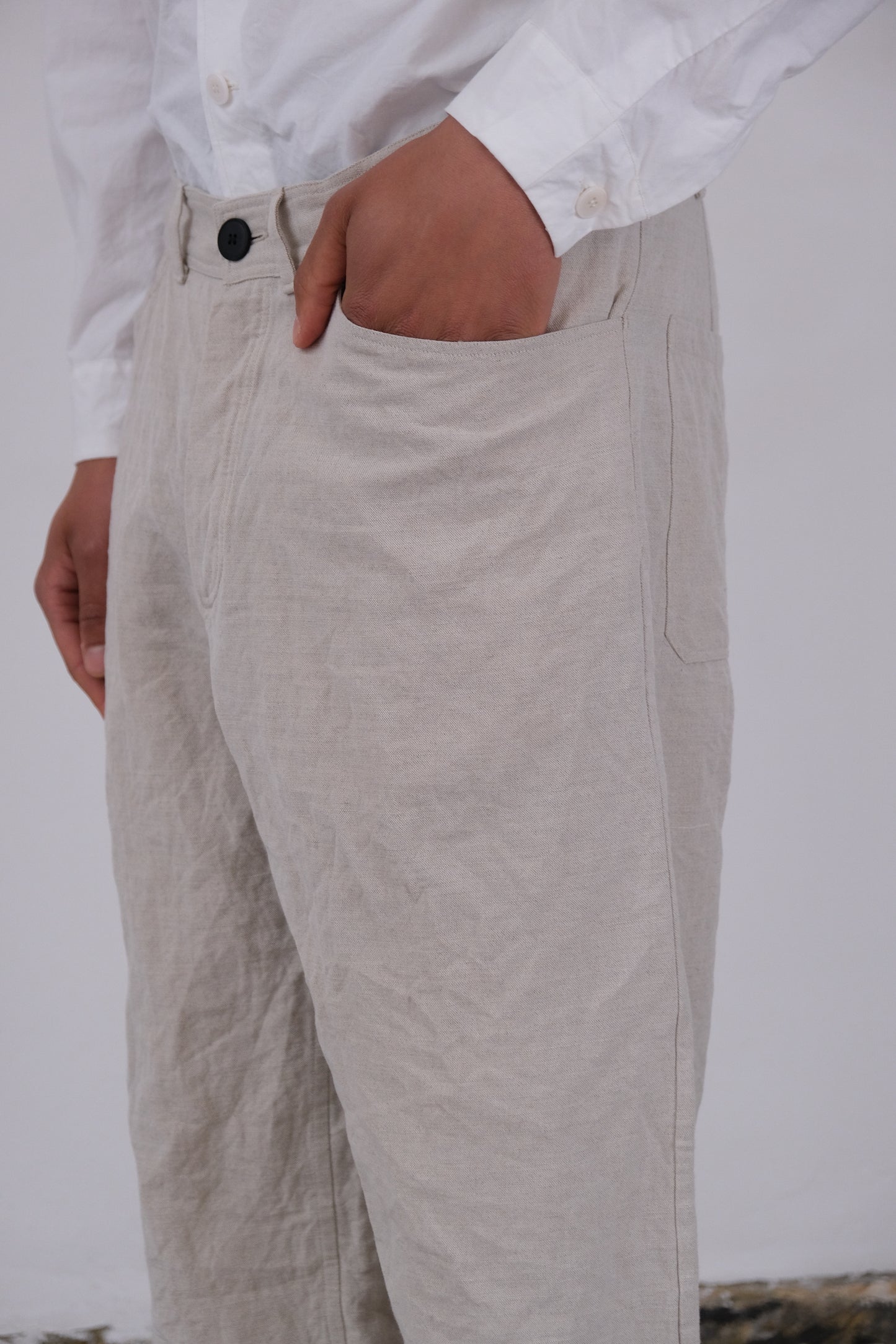nulpointdrei trousers, natural farmers cloth