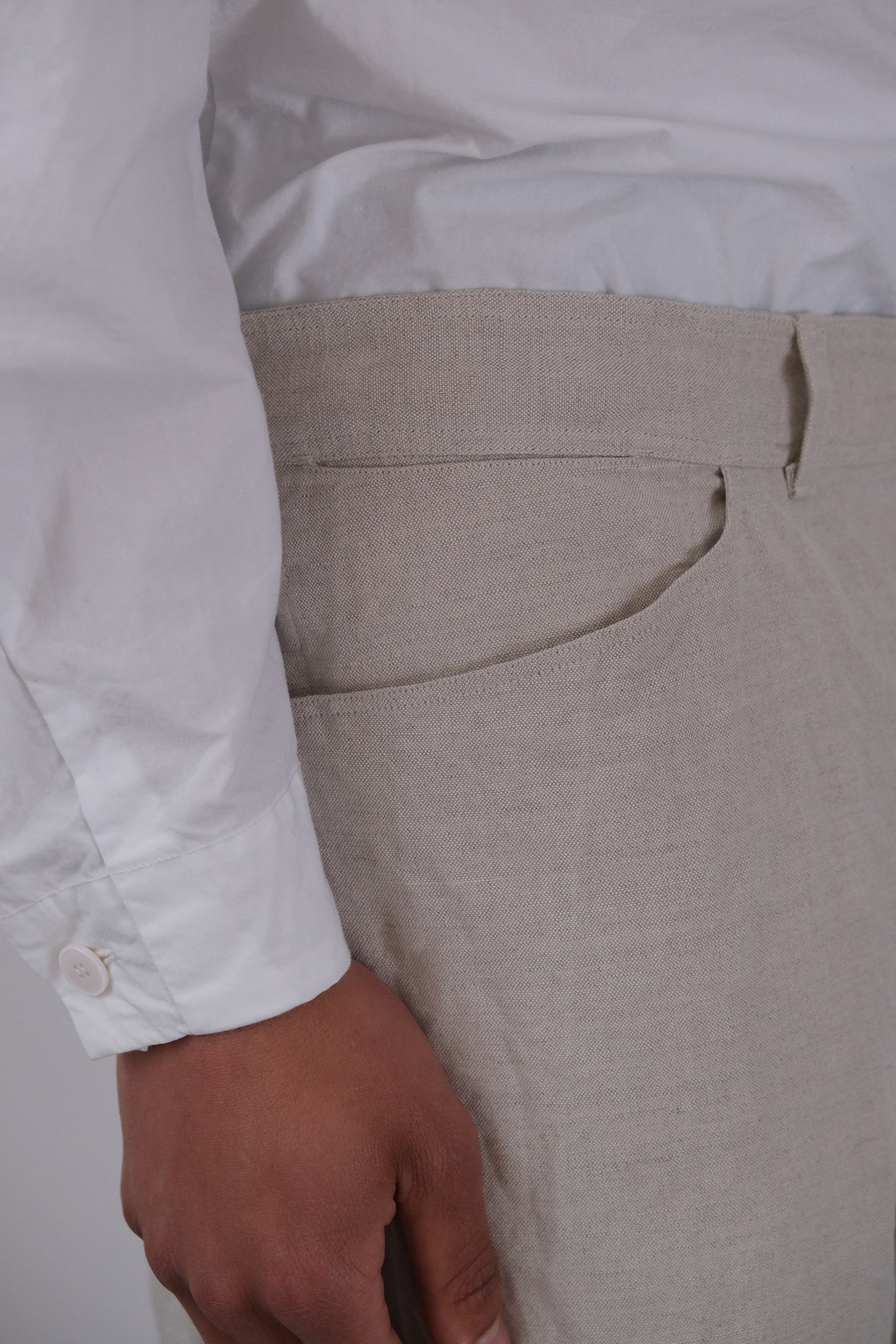nulpointdrei trousers, natural farmers cloth