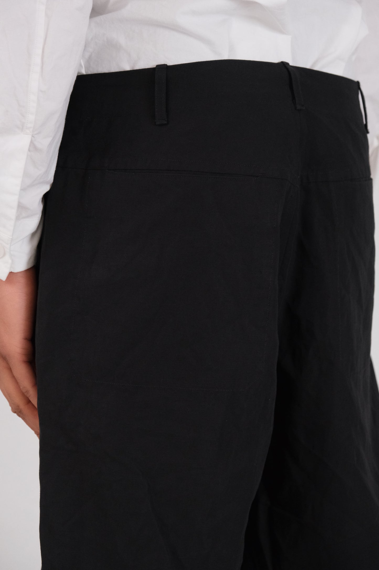 wide leg trousers, black ultra-hard twist oxford