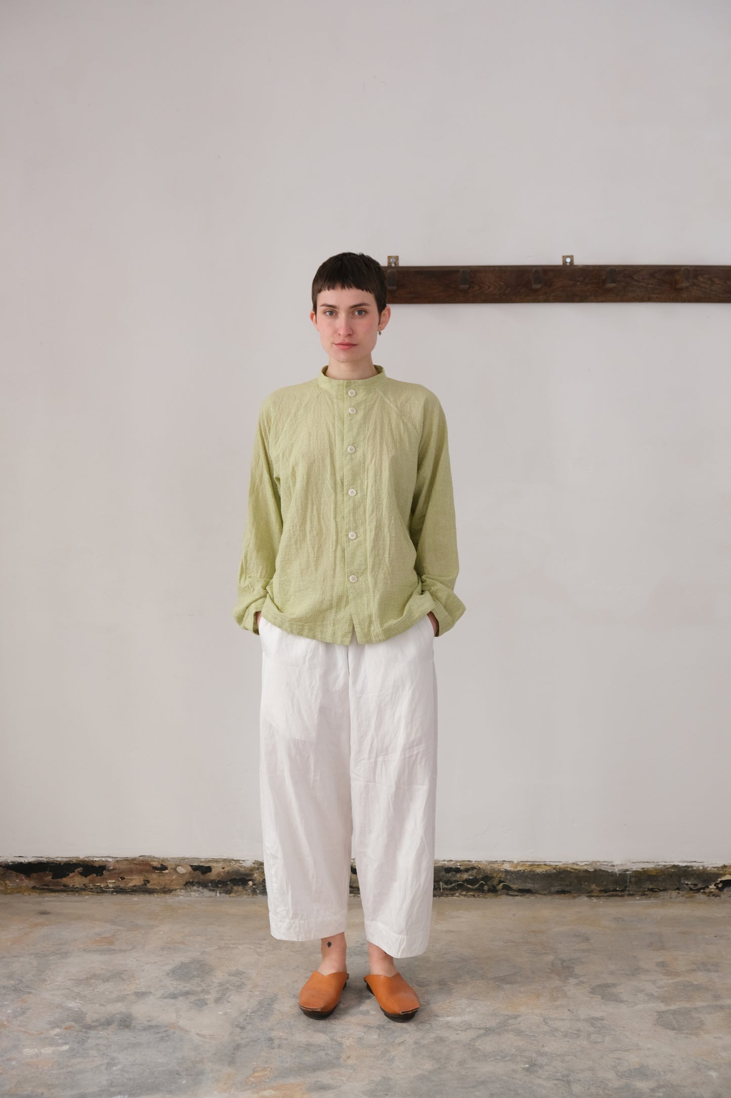 atelier shirt, green garden shijira-ori