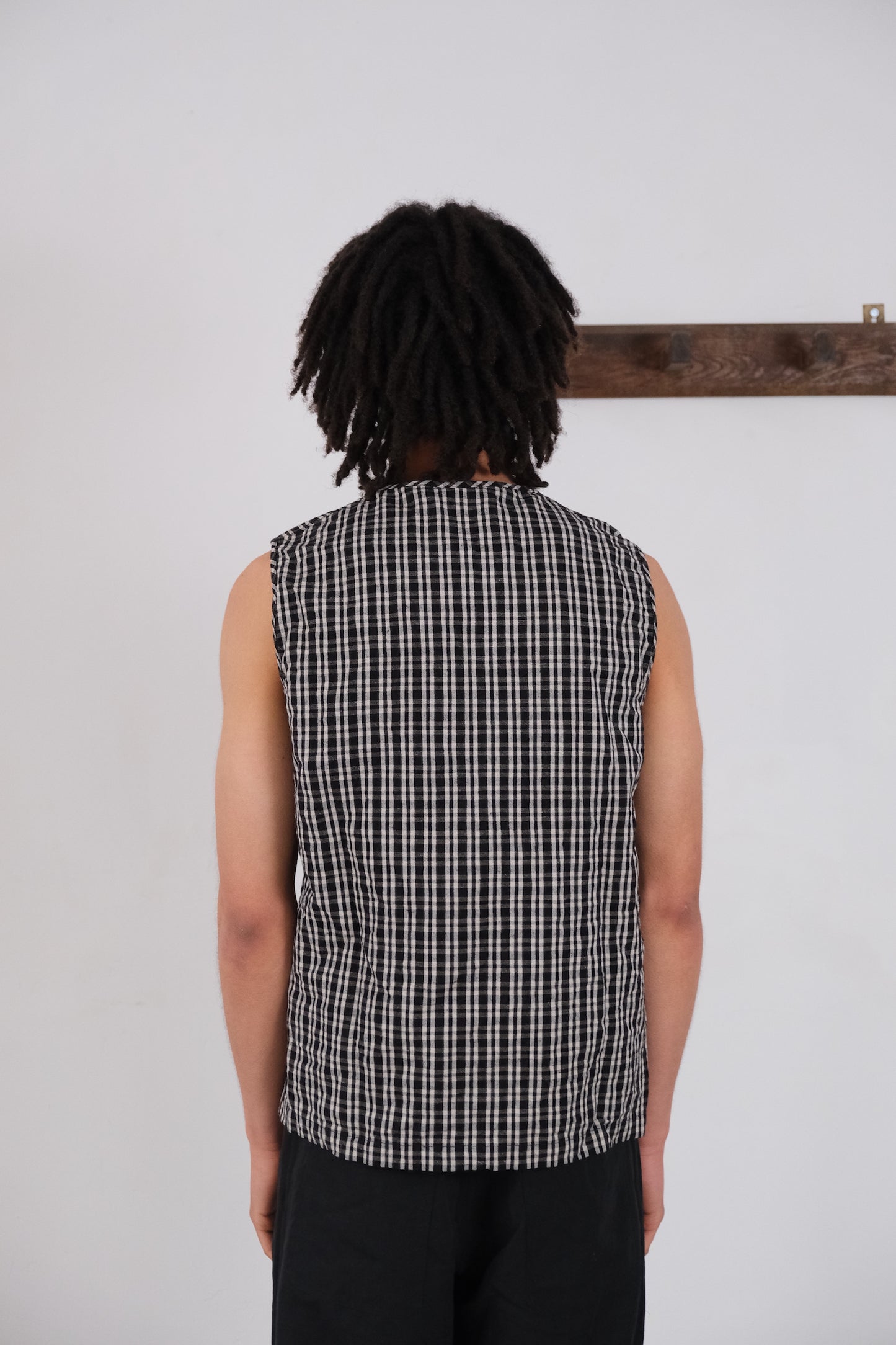 woven tank top, black kelsch cloth