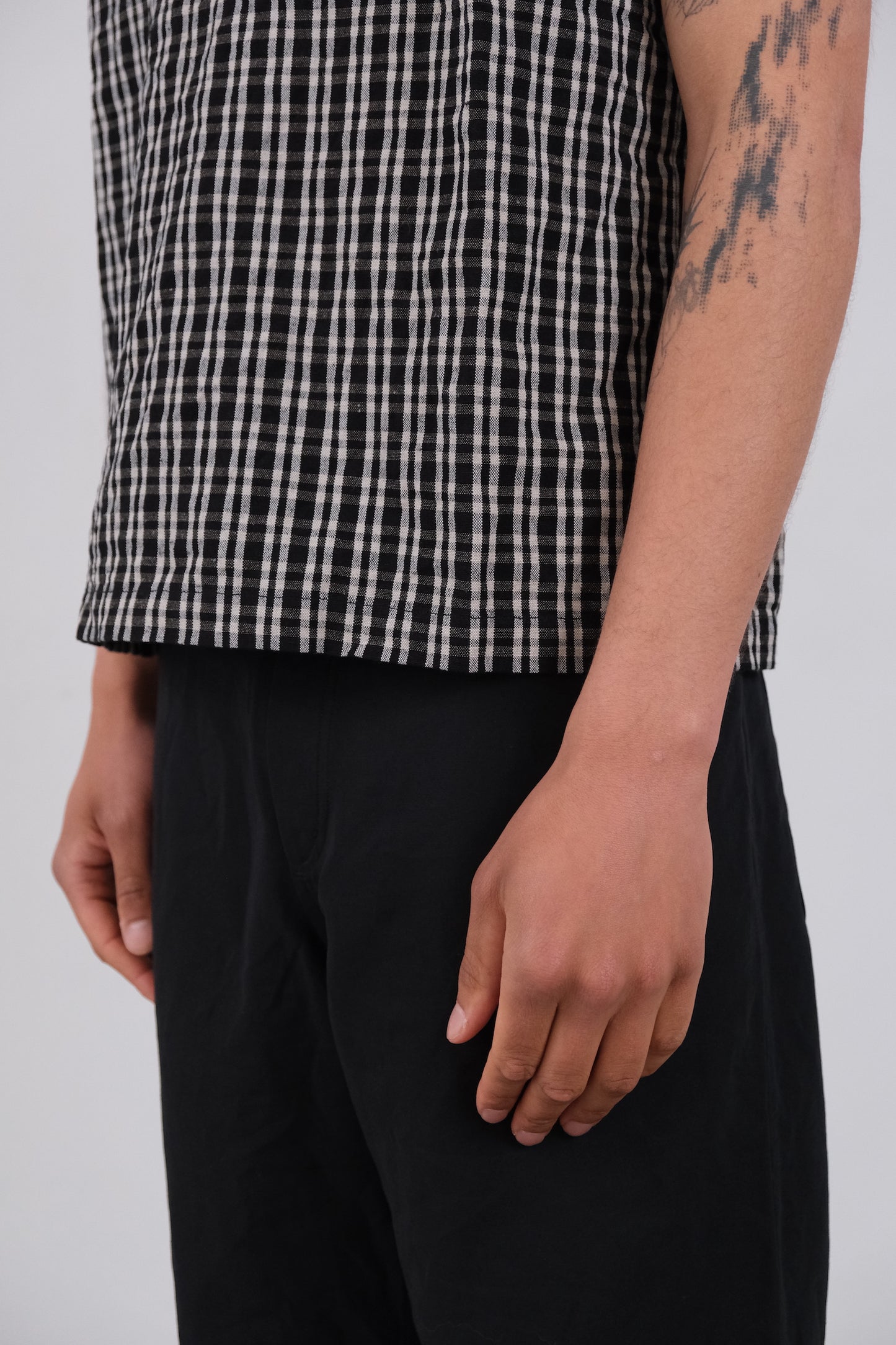 woven tank top, black kelsch cloth
