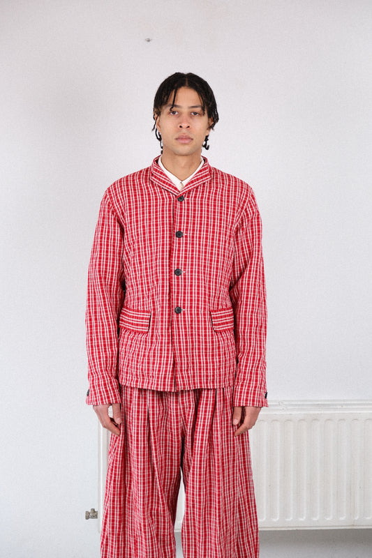 baggy blazer, red kelsch cloth