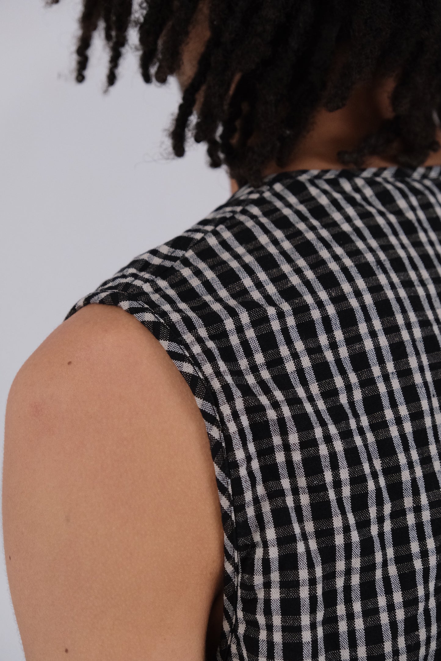 woven tank top, black kelsch cloth