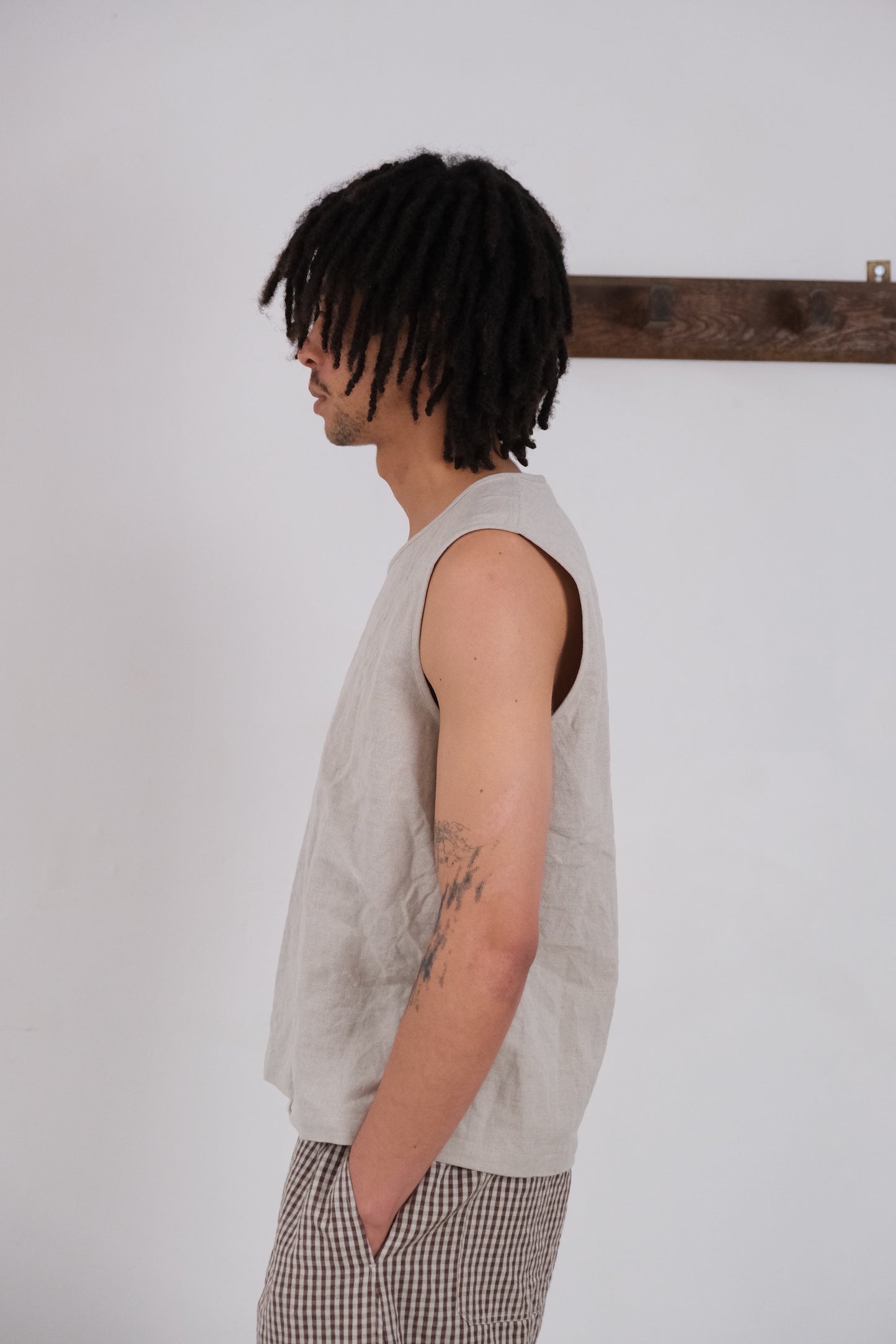 woven tank top, natural farmers cloth